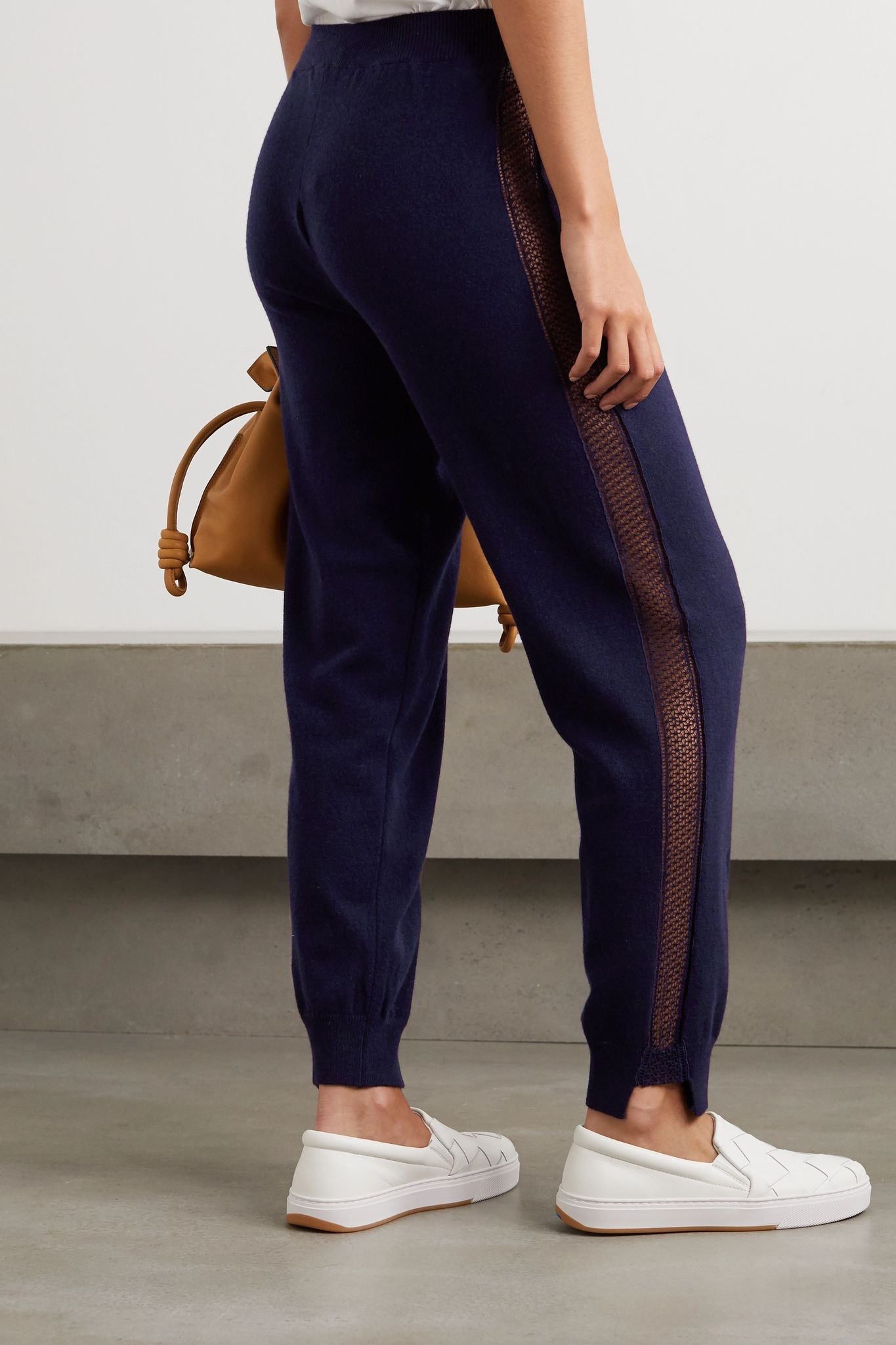 Crochet-trimmed cashmere and wool-blend track pants - 3