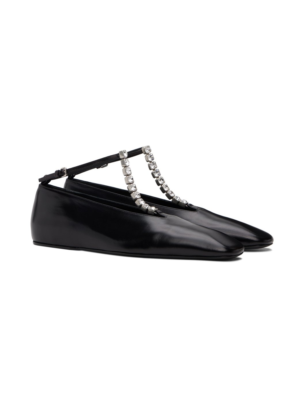 Black Square Toe Ballerina Flats - 4