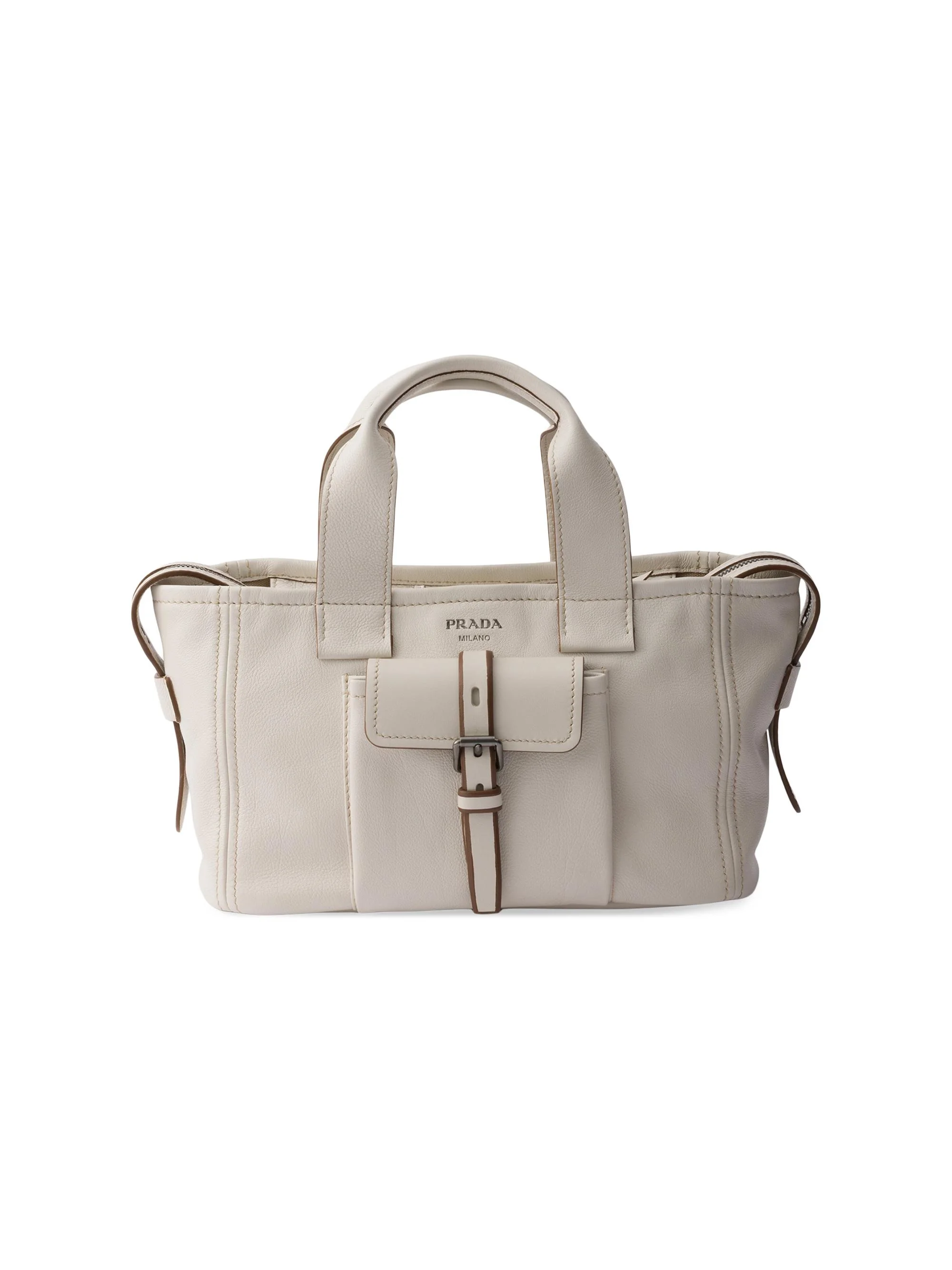 Women's Route Medium Leather Tote Bag - Beige Khaki - 1