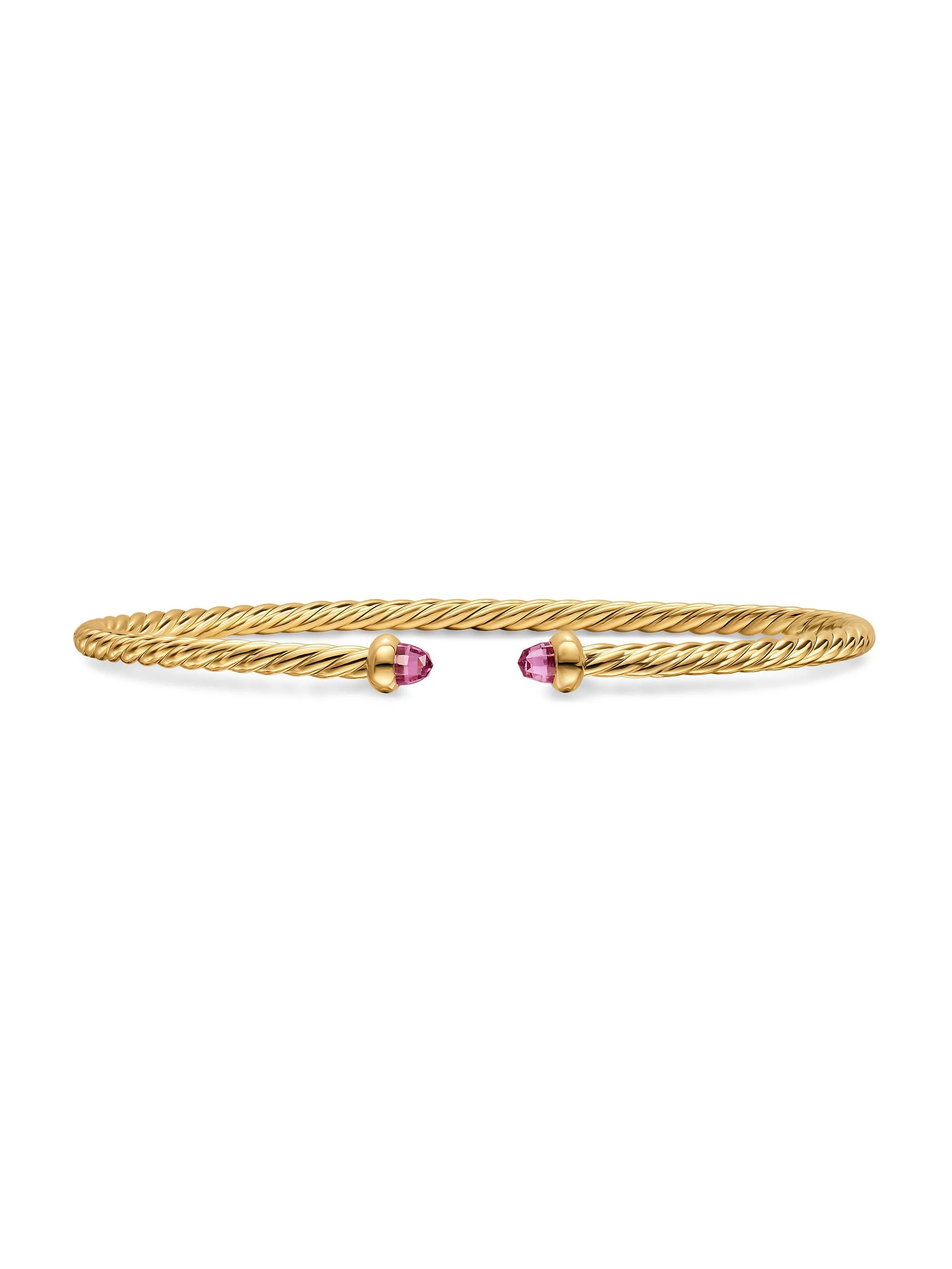 Women's Micro Cablespira Flex Bracelet in 18K Yellow Gold - Pink Tourmaline - 1