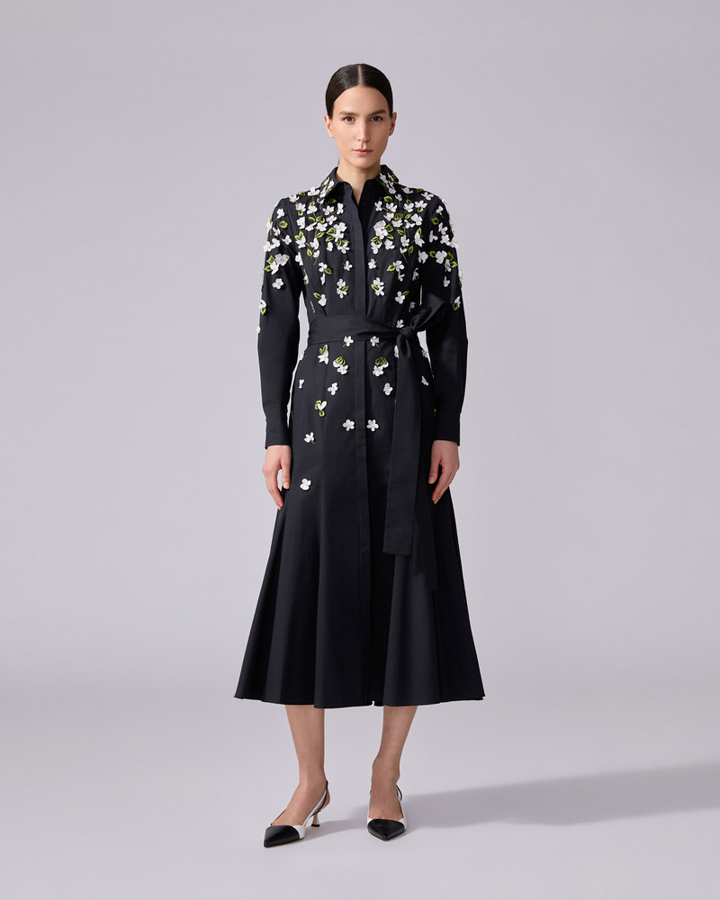 CAROLINA HERRERA Floral-Embroidered Midi Dress outlook