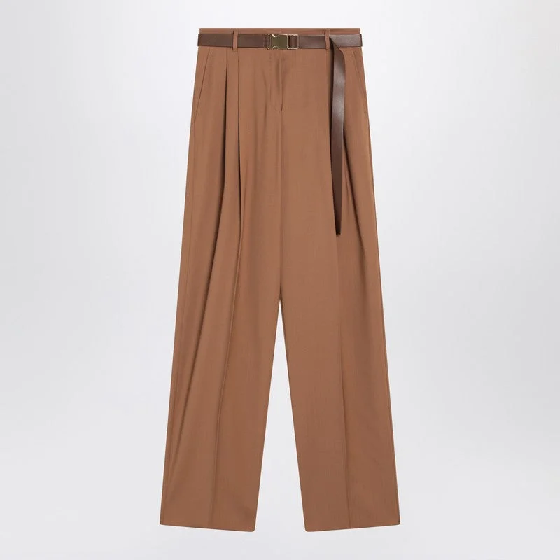 Max Mara Studio Hazelnut Wool Canvas Trousers Women - 1