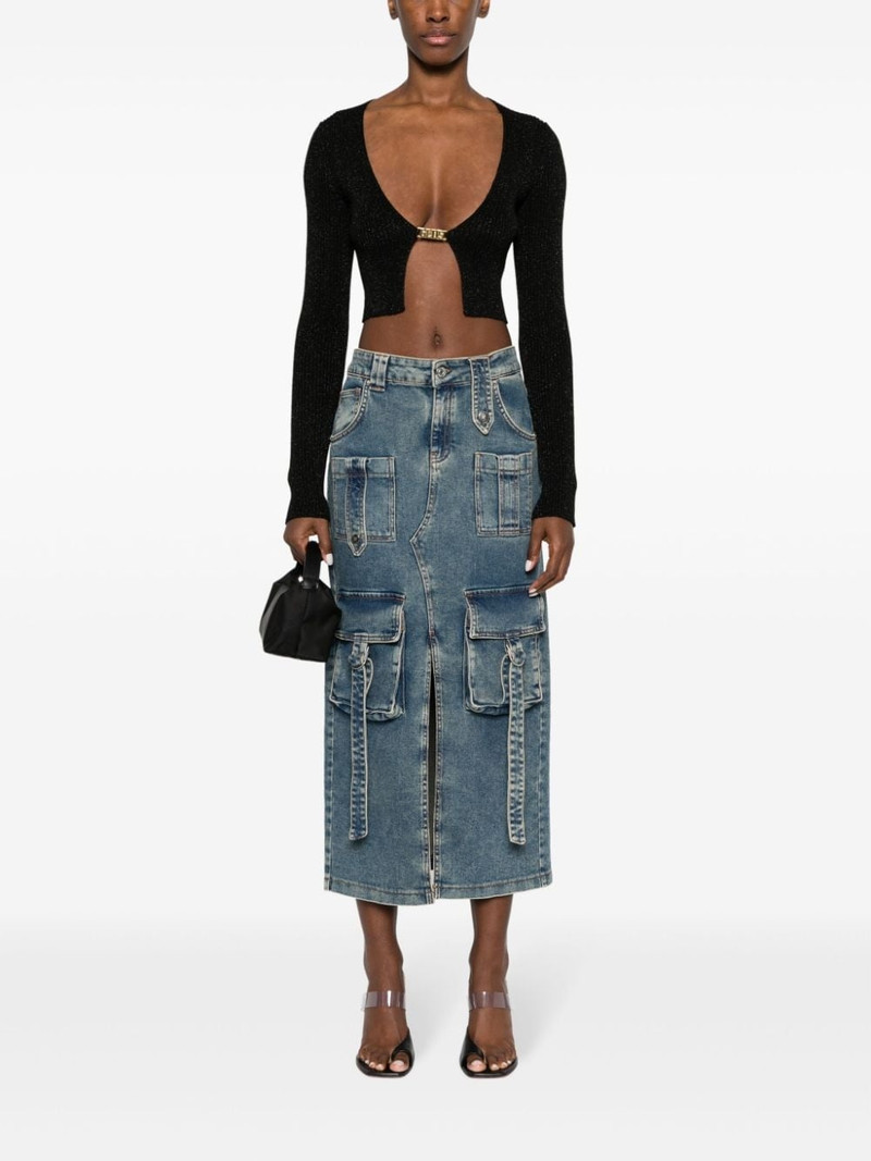 GCDS metallic-knitted cropped cardigan outlook