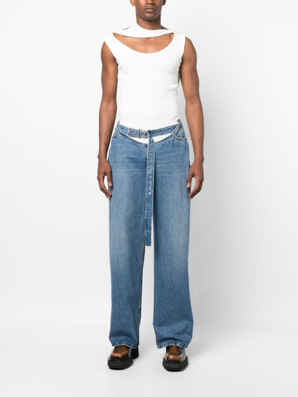 Triple Collar ribbed tank top - 3