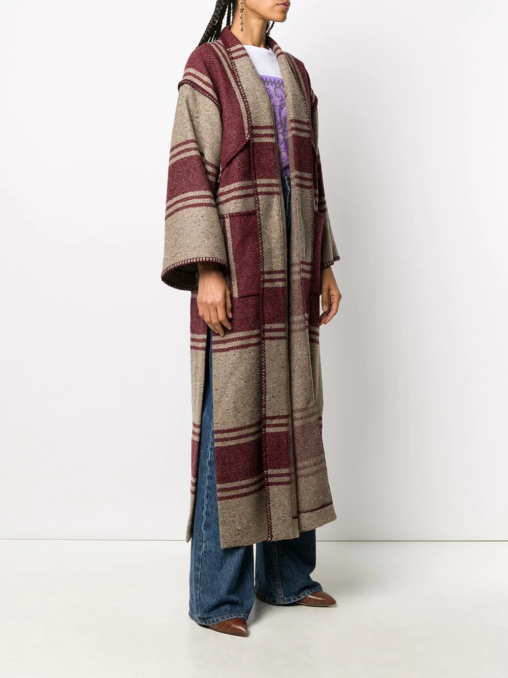 long striped wool coat - 3