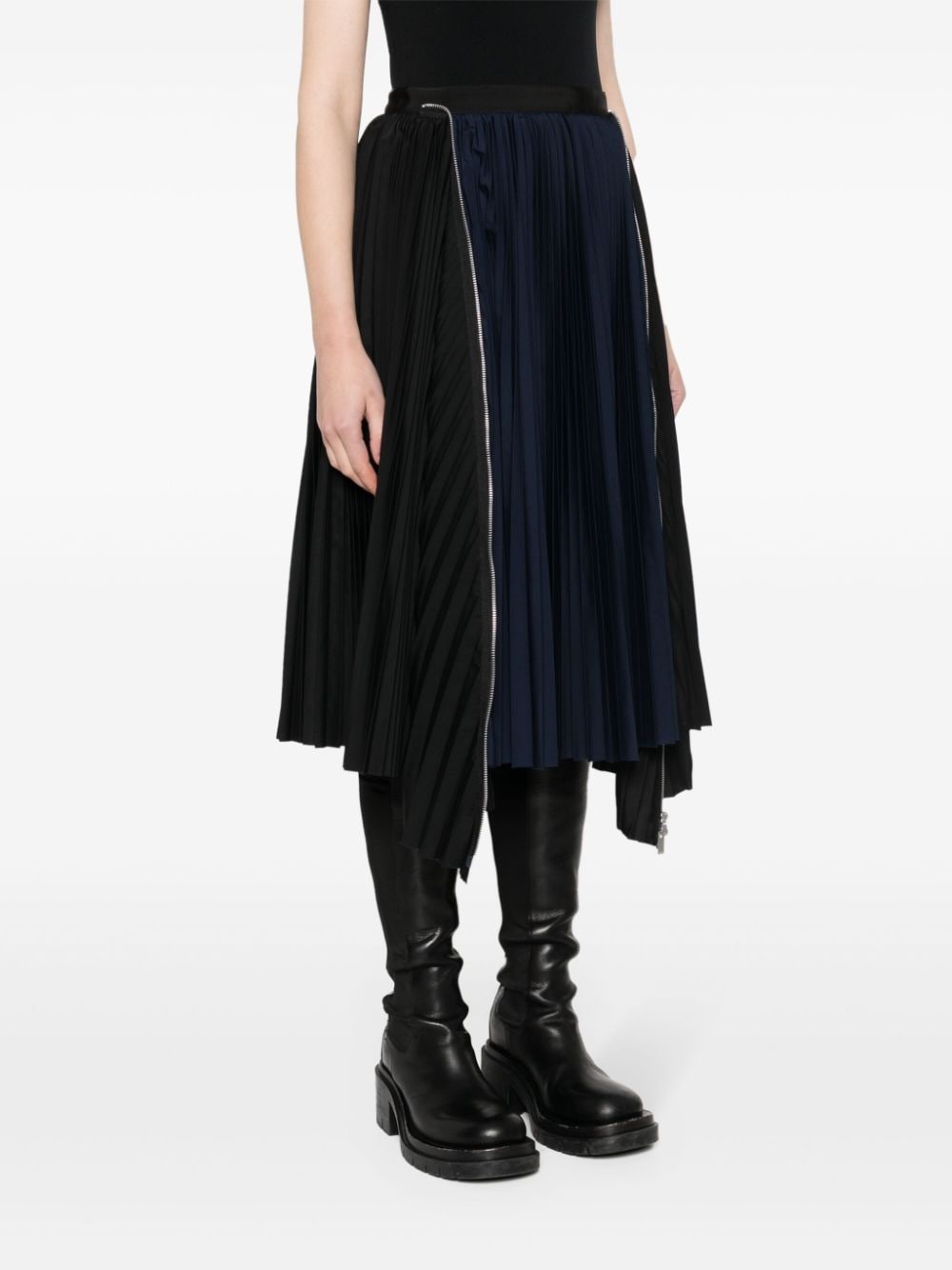 decorative-zip pleated skirt - 3