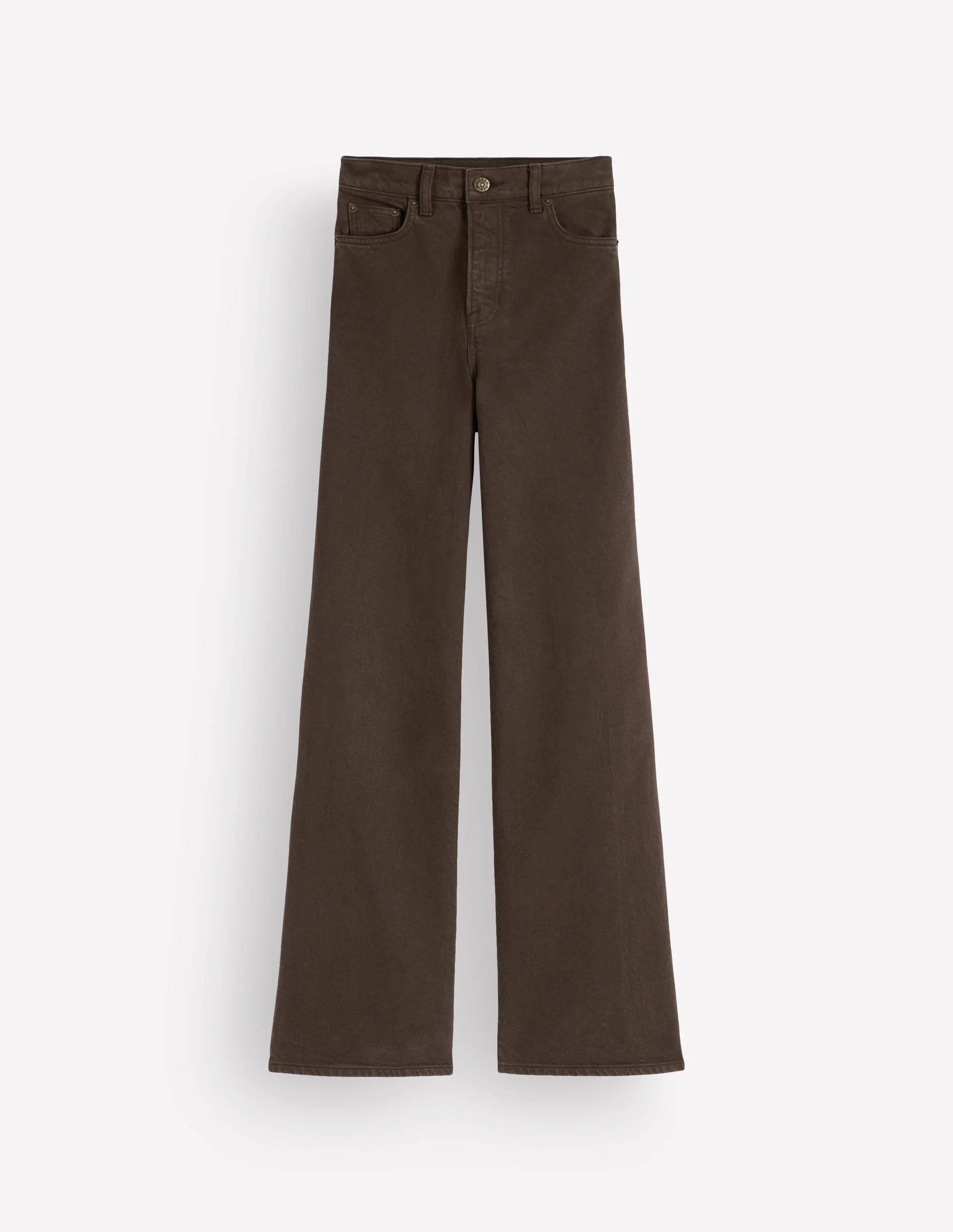 High Rise Wide Leg Jeans-Dark Chocolate - 1