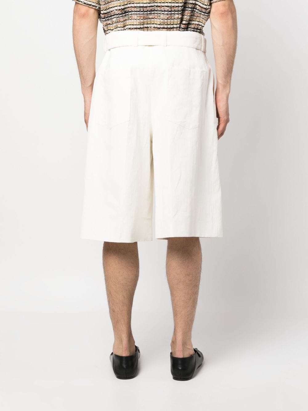 flared linen bermuda shorts - 4