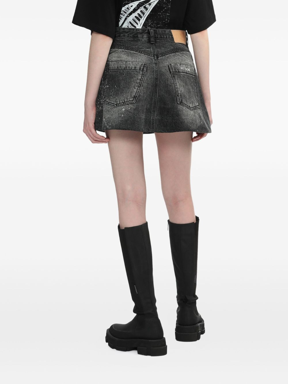 paint-splatter denim skirt - 4