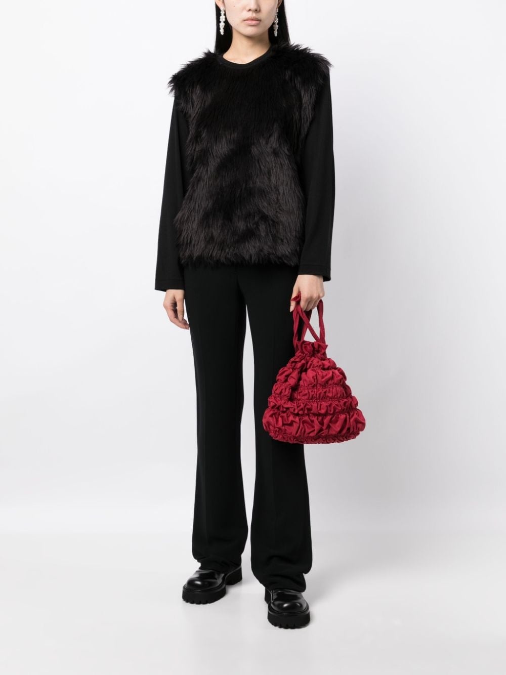 fur-detailing long-sleeve T-shirt - 2