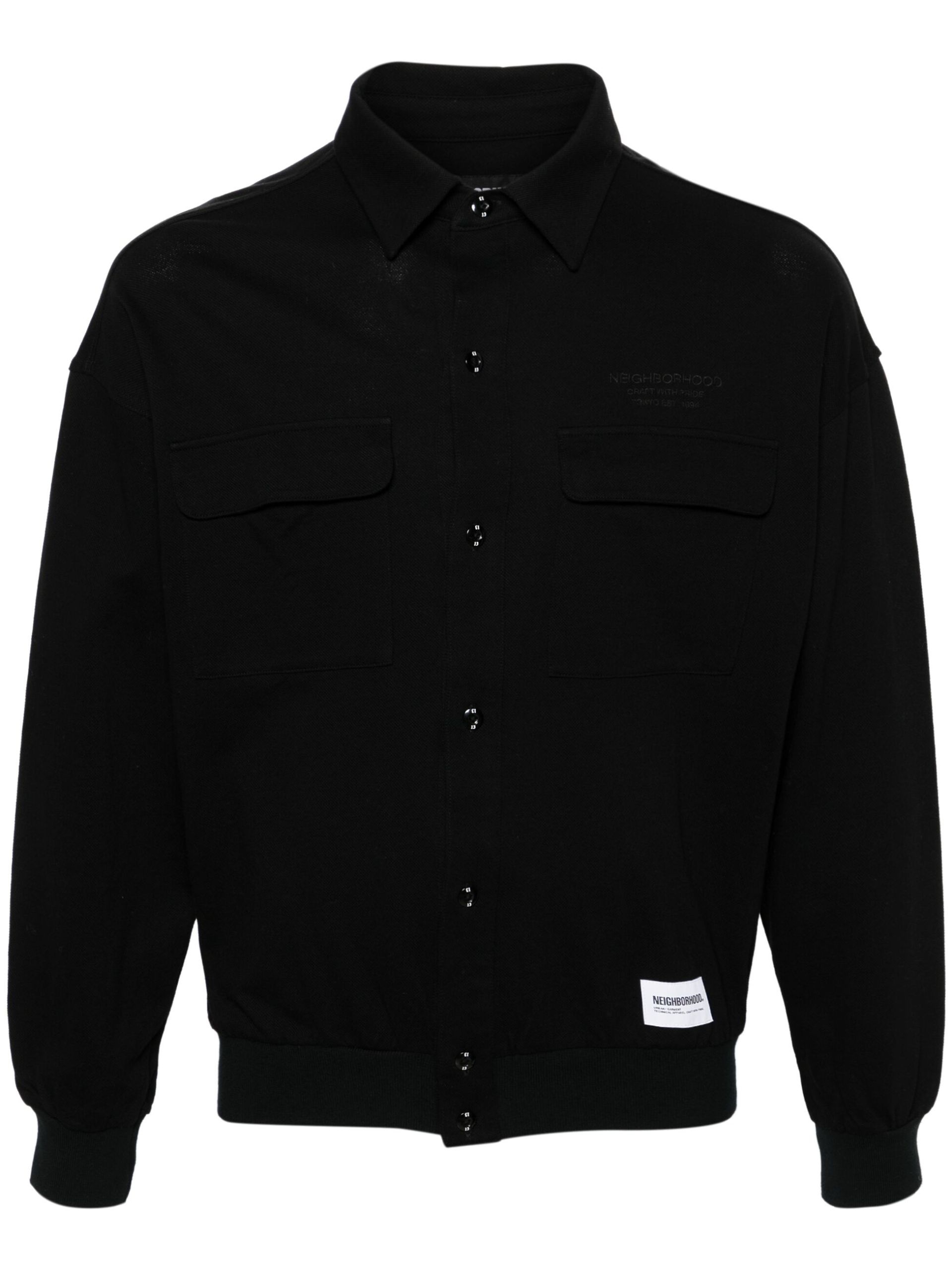 Black Cotton Shirt Jacket - 1