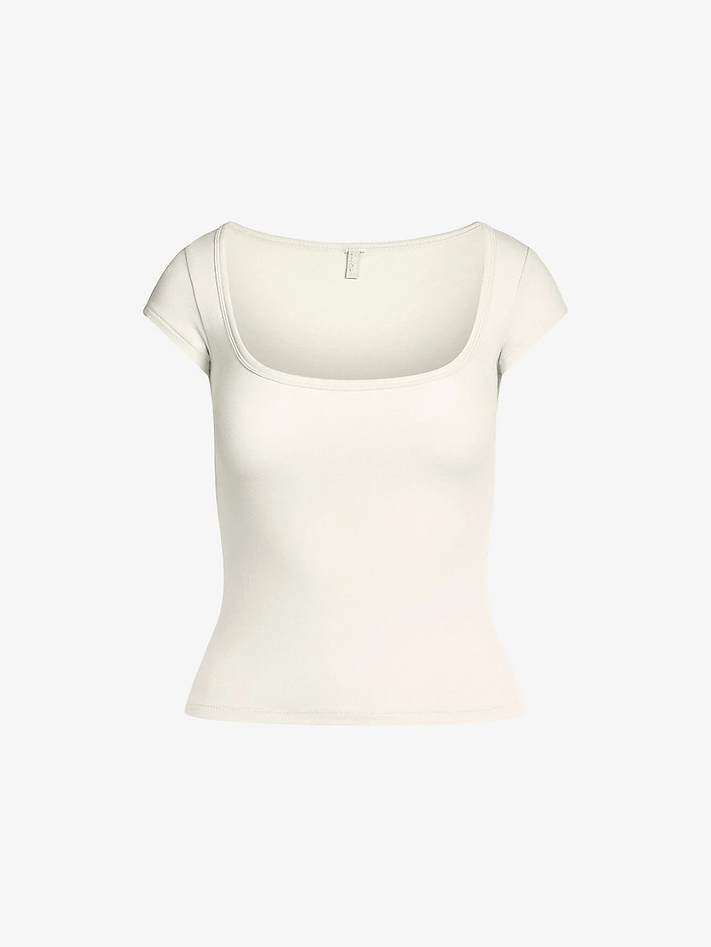 Scoop-Neck Slim-Fit Stretch-Cotton Top - 1