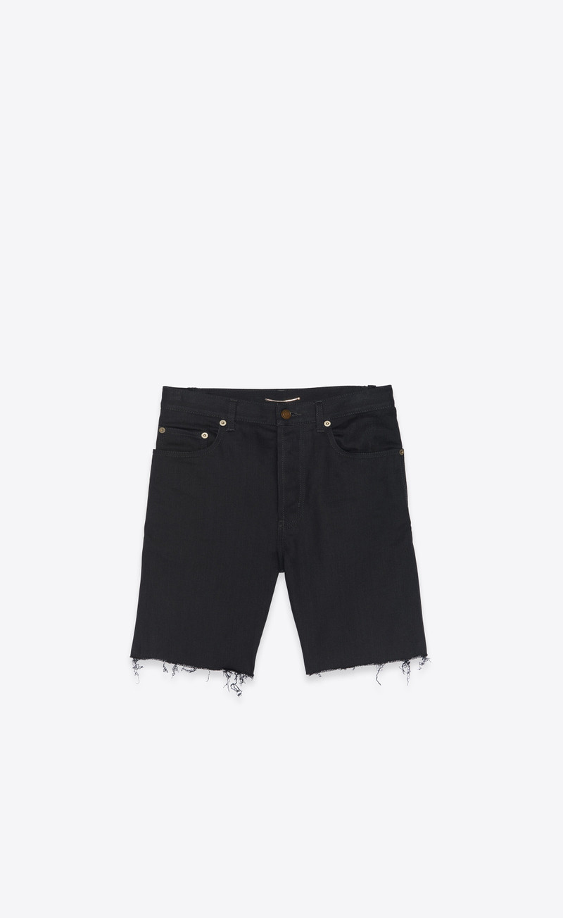 shorts in used black stretch denim 1