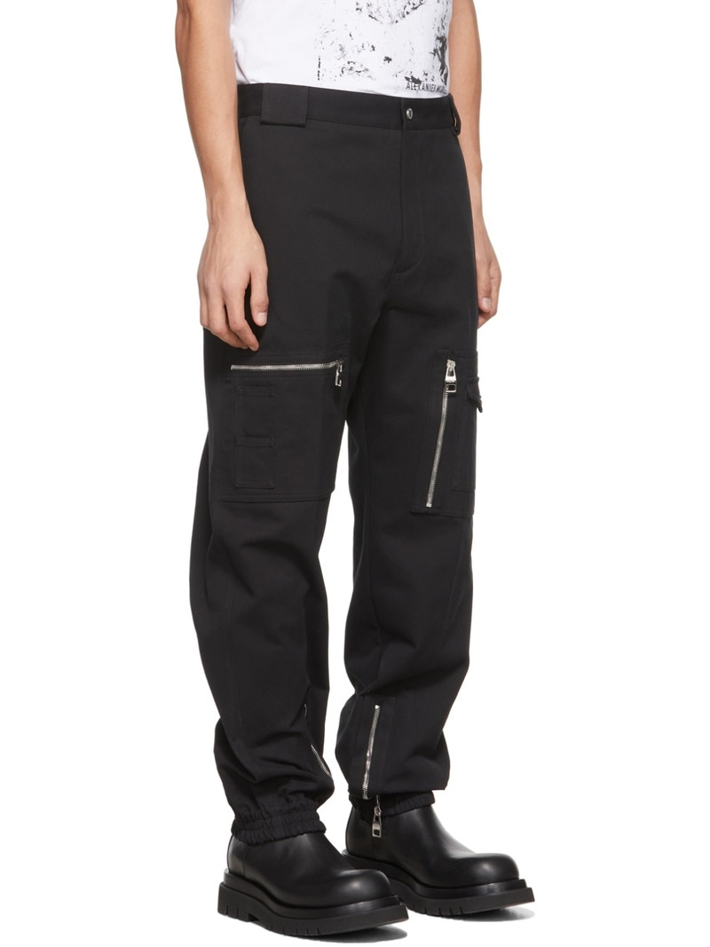Black Cotton Canvas Cargo Trousers 2