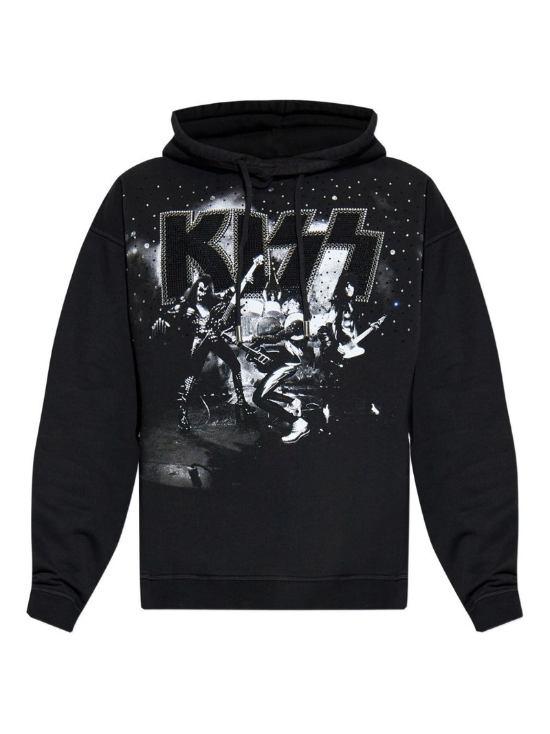 x Kiss embellished graphic hoodie 1