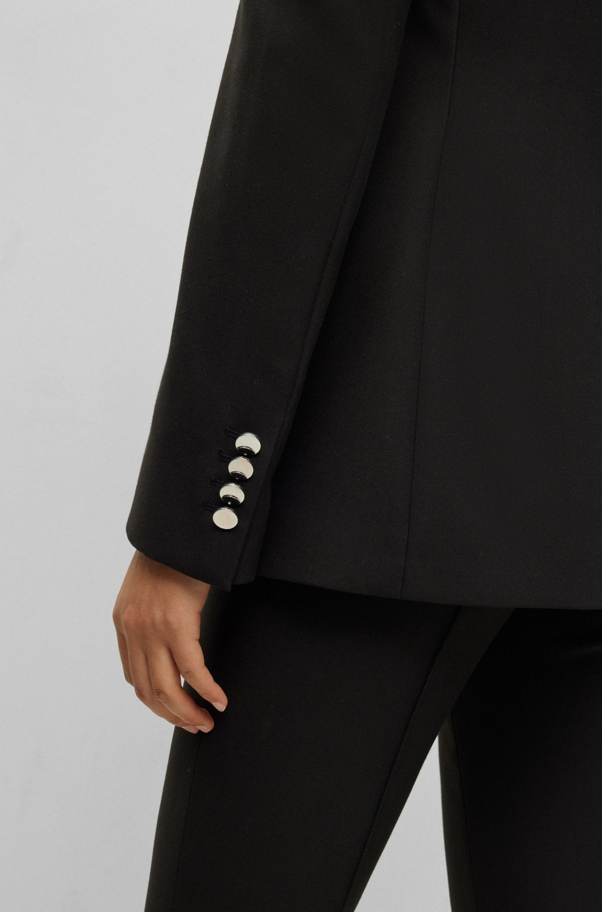 REGULAR-FIT JACKET IN STRETCH FABRIC WITH ASYMMETRIC FRONT - 6