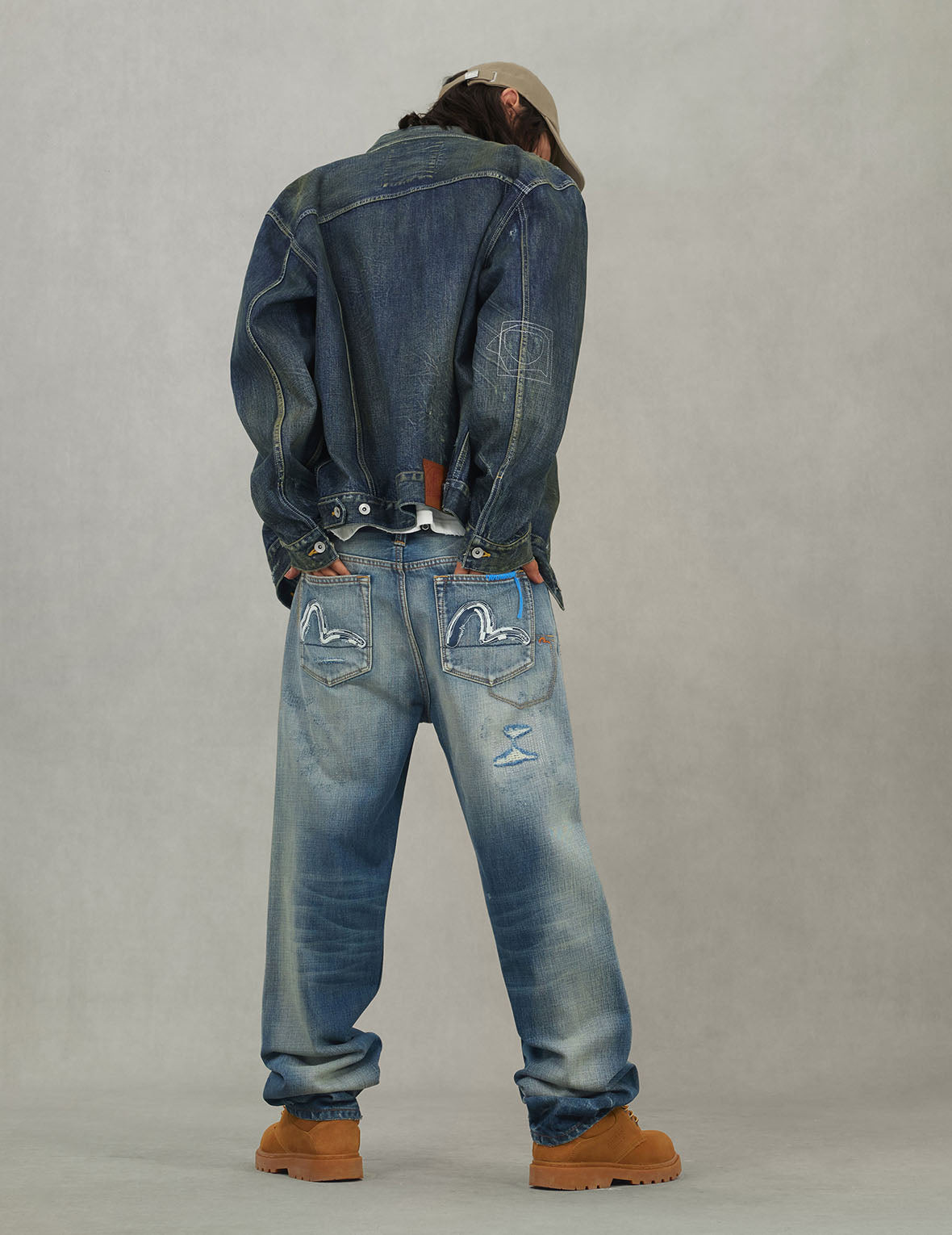 7-Pocket Design with Seagull Embroidery Washed Regular Fit Jeans #2000 - 6