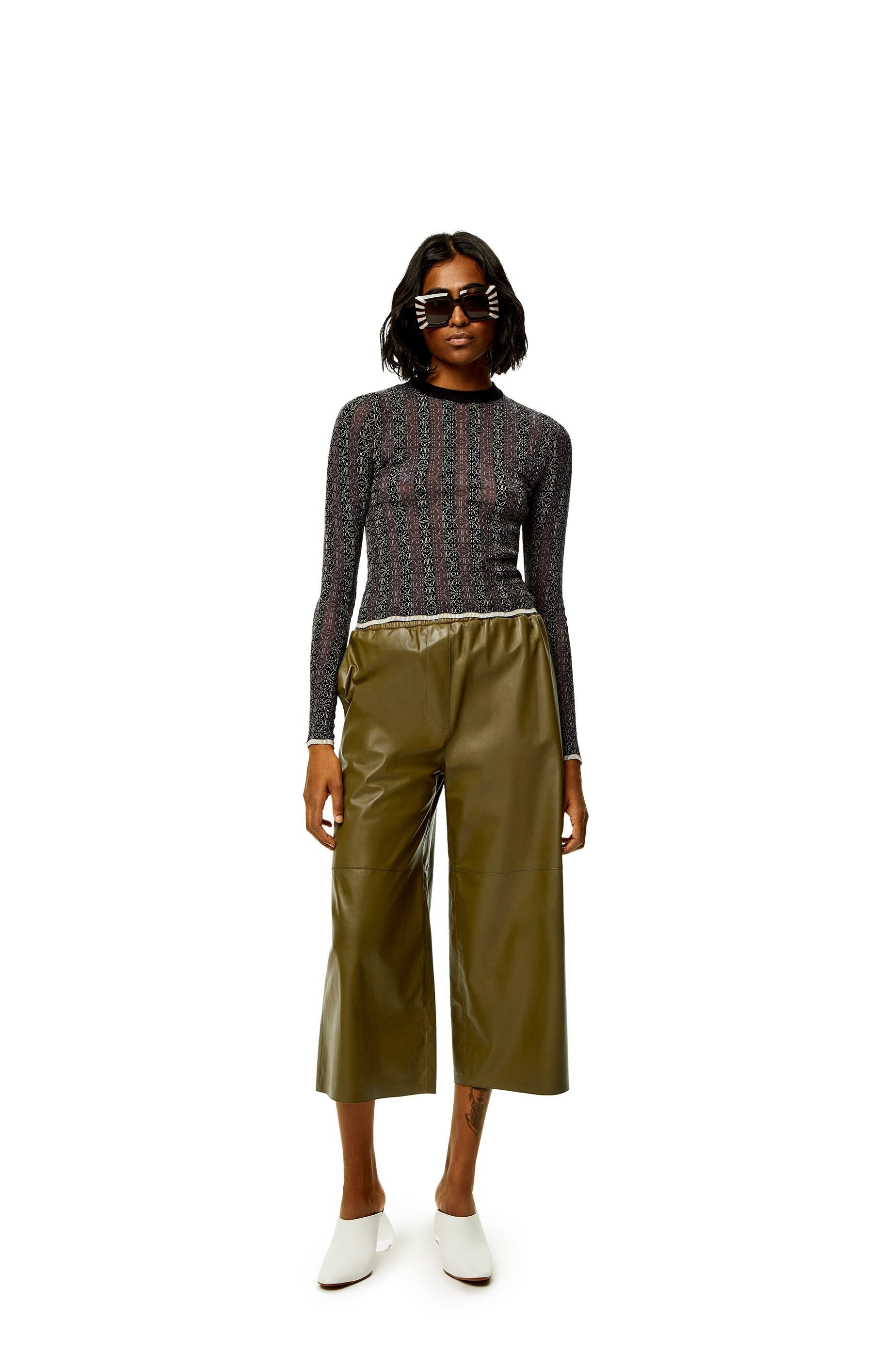 Cropped trousers in nappa - 2