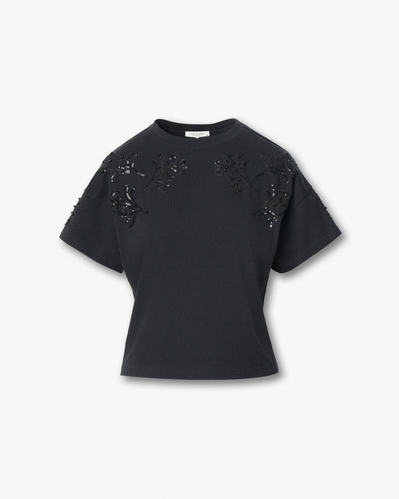 Kelly Boxy Beaded Floral Tee 1