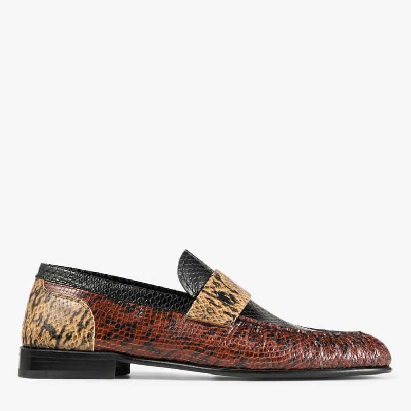 Ellis Loafer M Cognac Kigali Snake Printed Leather Loafers 1