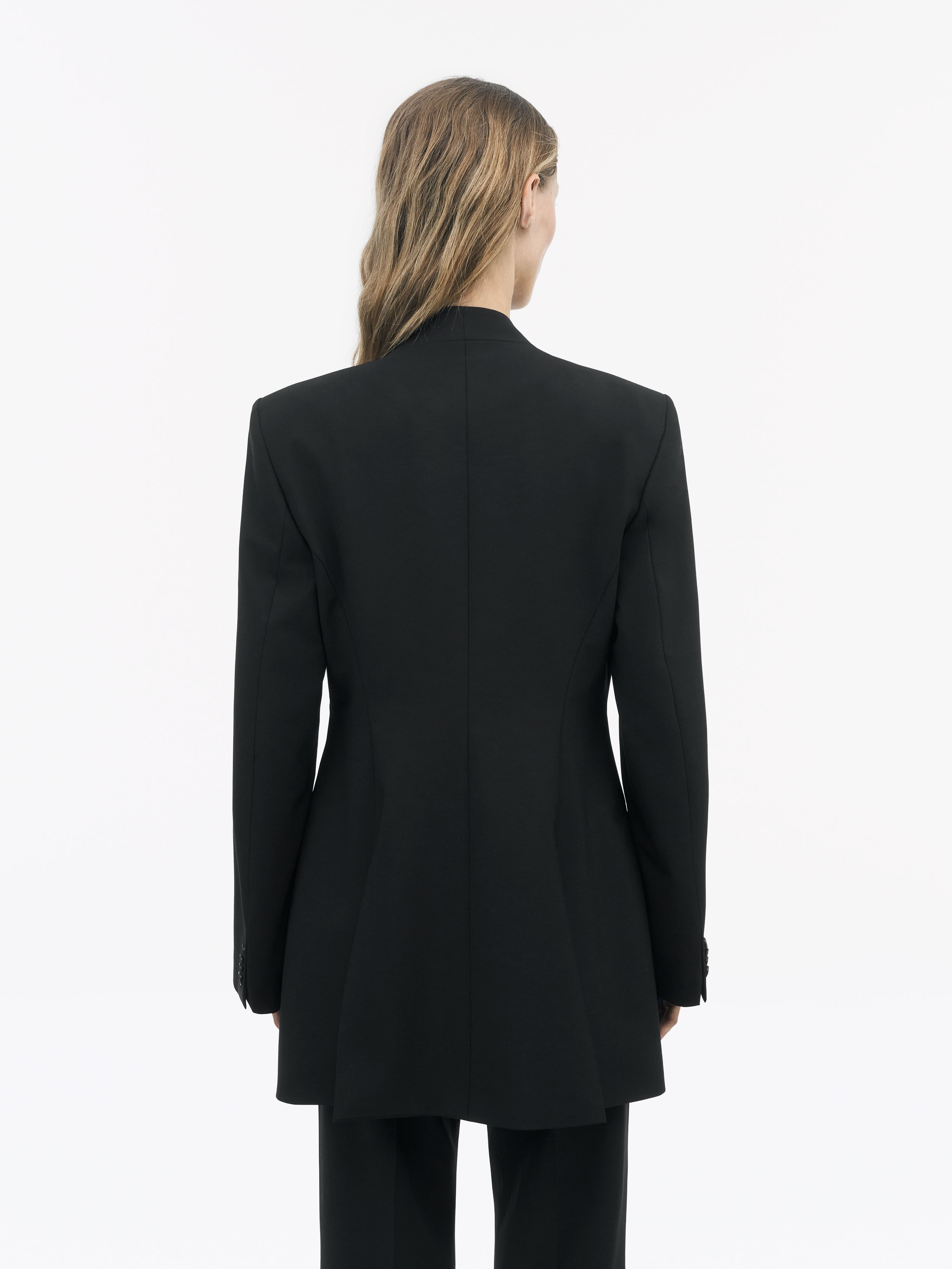 Everly Black Collarless Blazer - 4