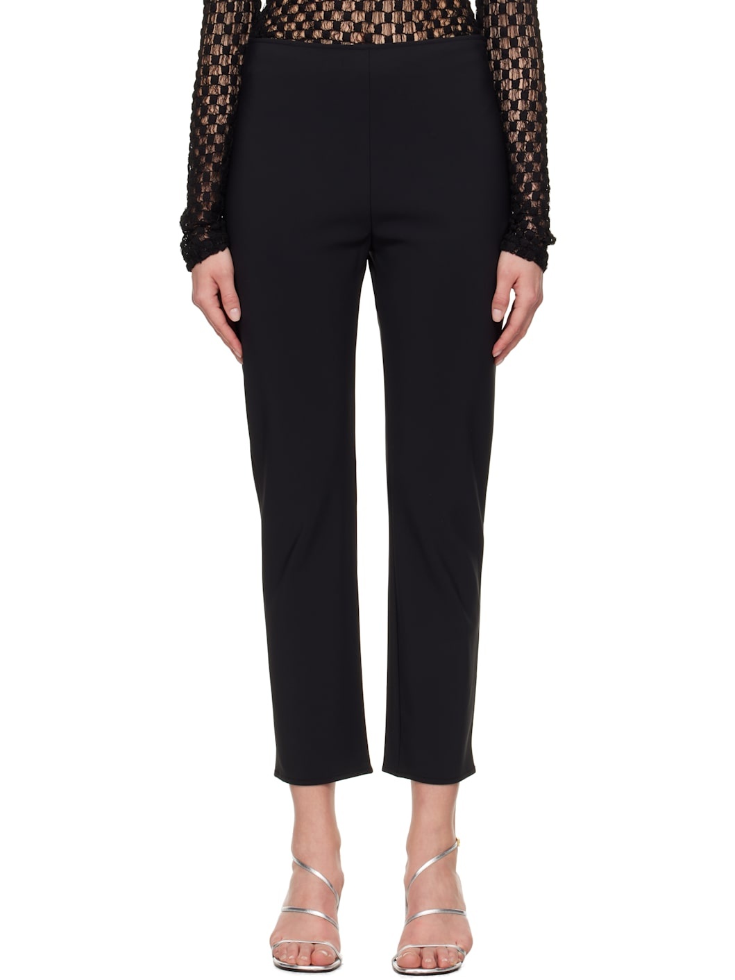Black Cigarette Scuba Trousers - 1