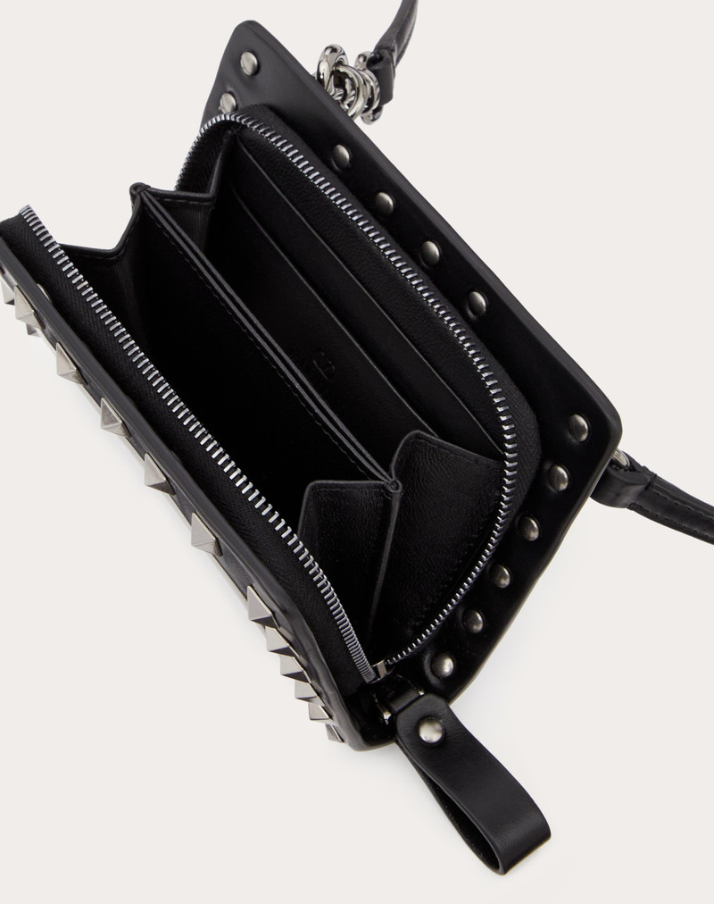 ROCKSTUD CALFSKIN NECK WALLET 6