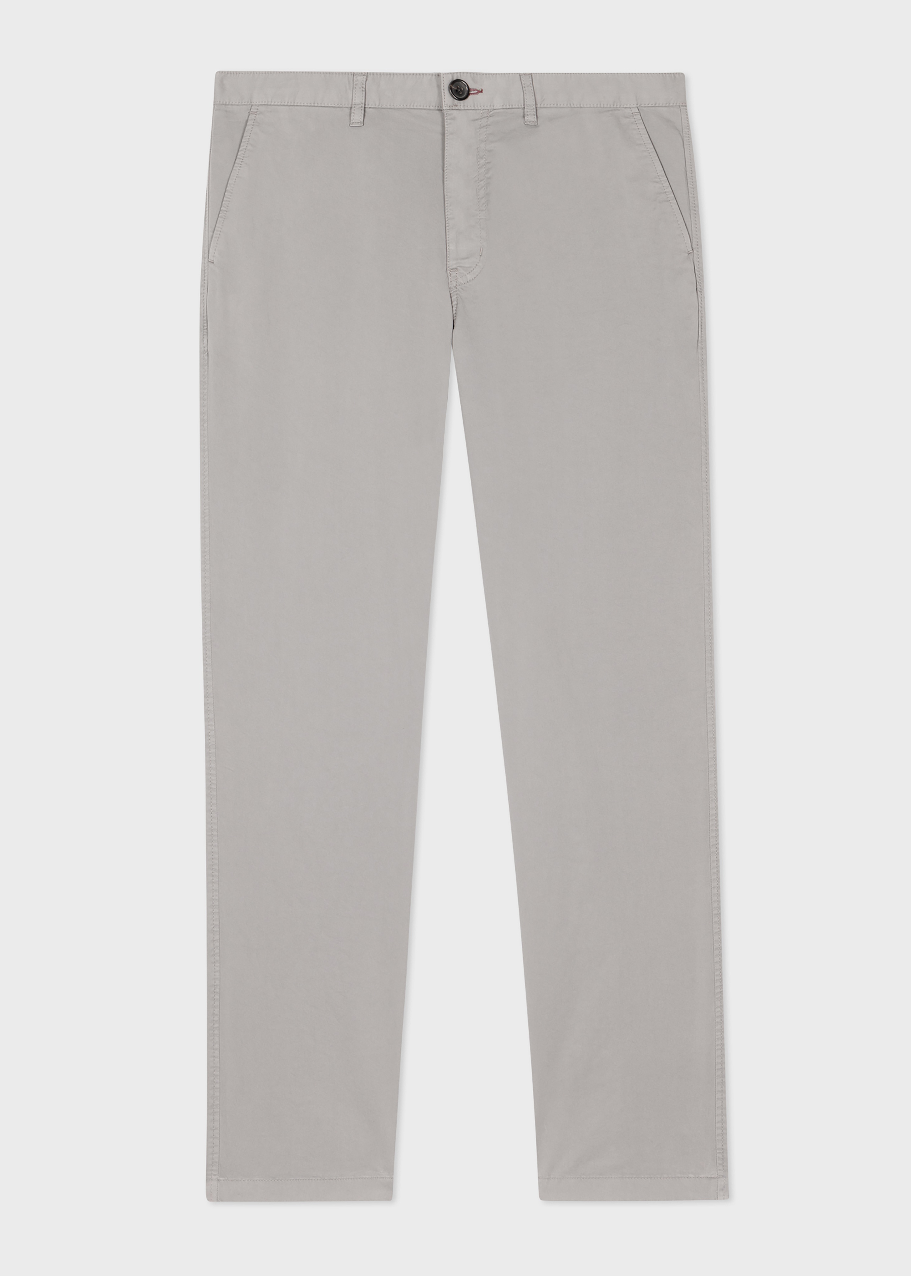Tapered-Fit Pale Grey Stretch-Cotton Chinos - 1