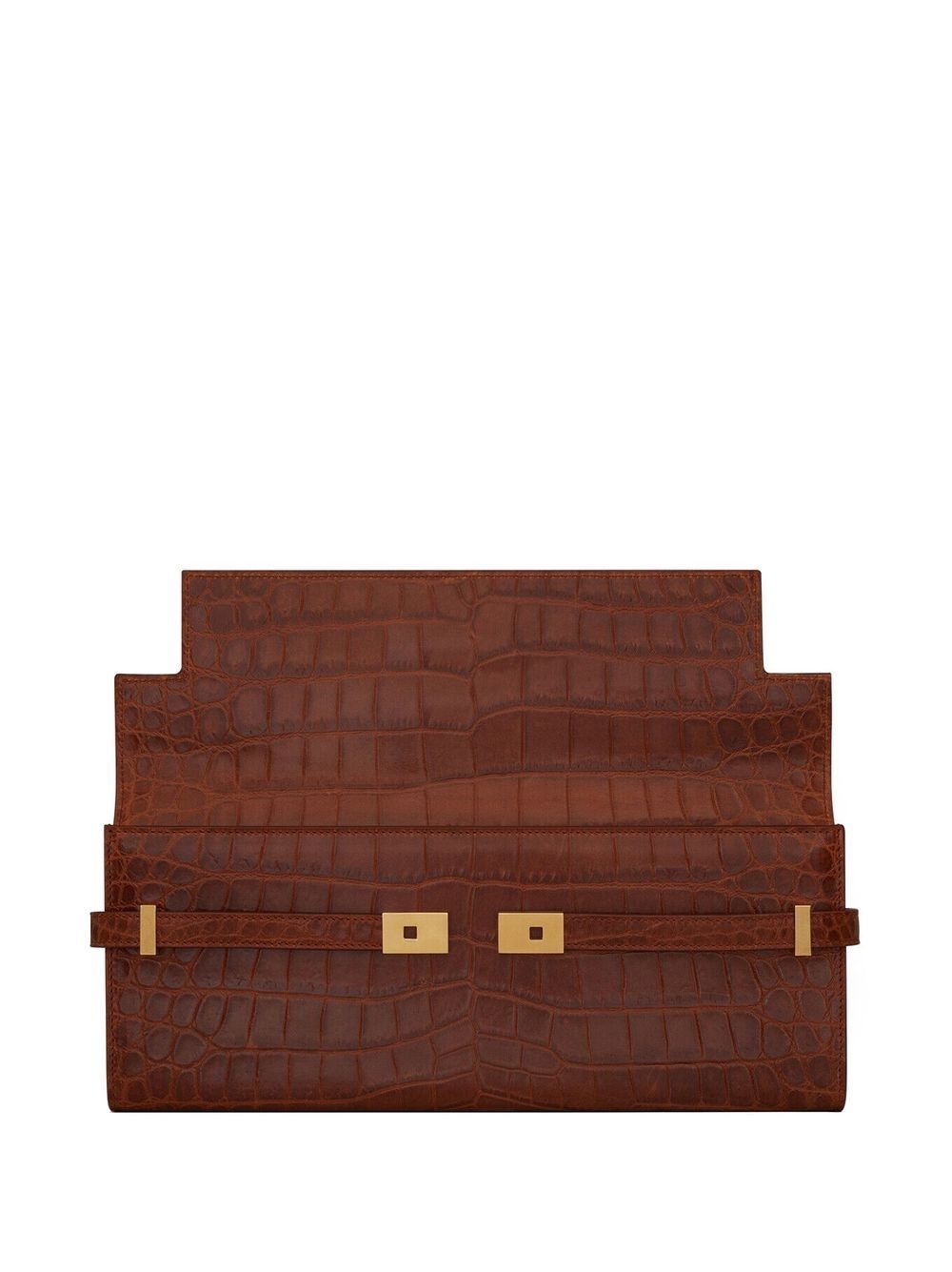 crocodile-effect leather clutch bag - 4