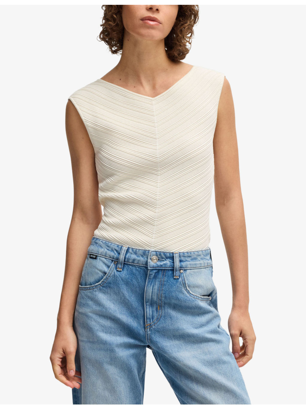 Ribbed Sleeveless Knitted Top - 3