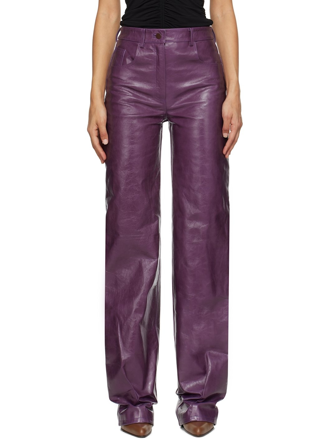 Purple Vante Leather Pants - 1