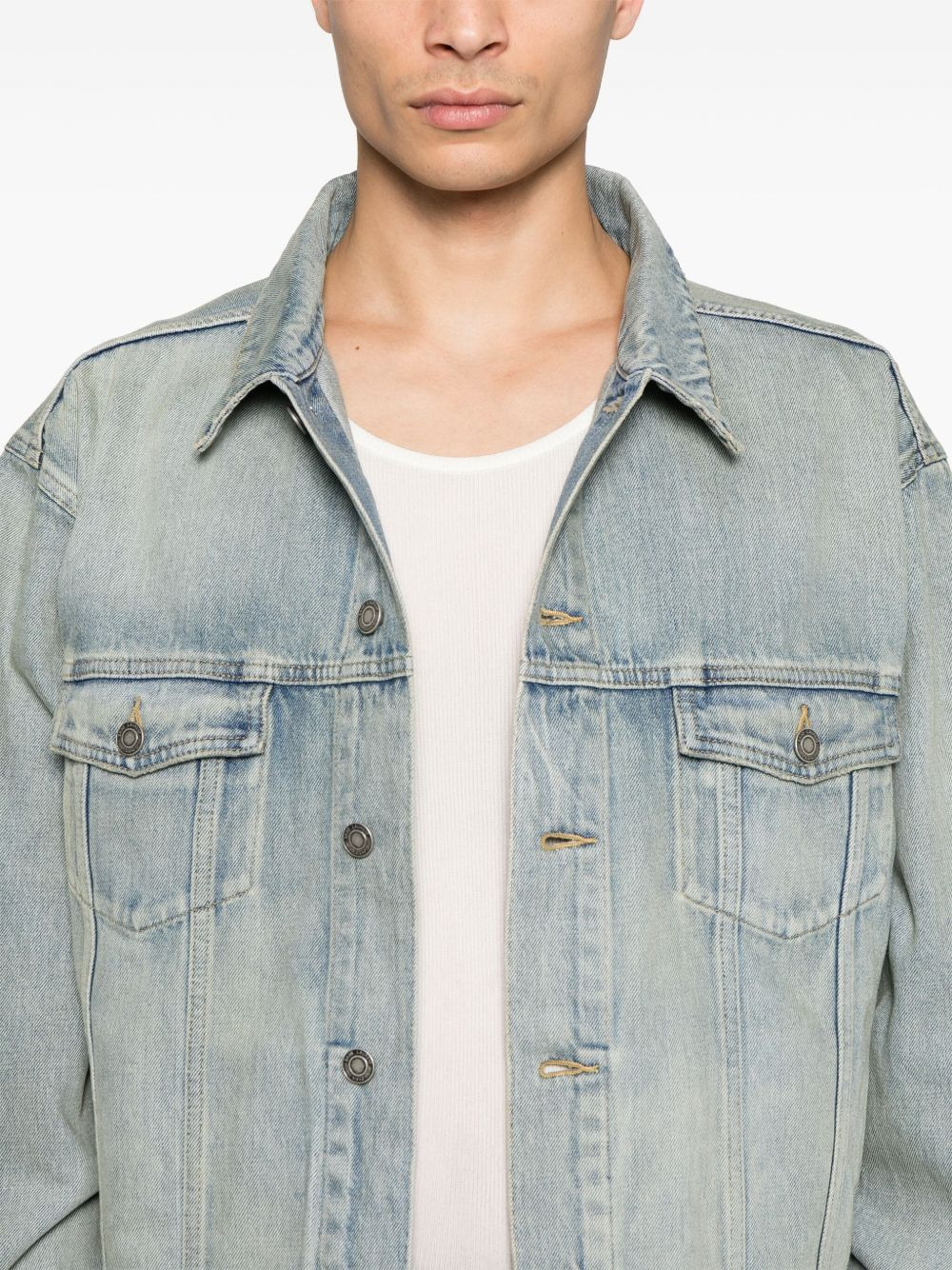 Saint Laurent Distressed Denim Jacket - 4