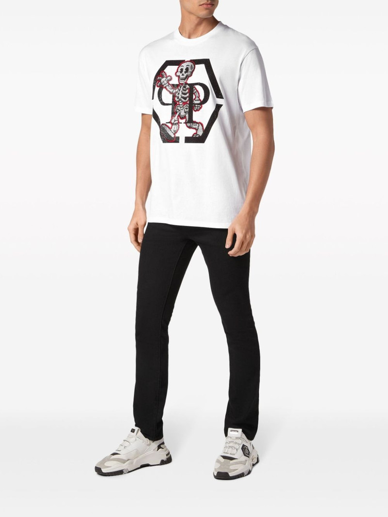 PHILIPP PLEIN rhinestone-skeleton cotton T-shirt outlook