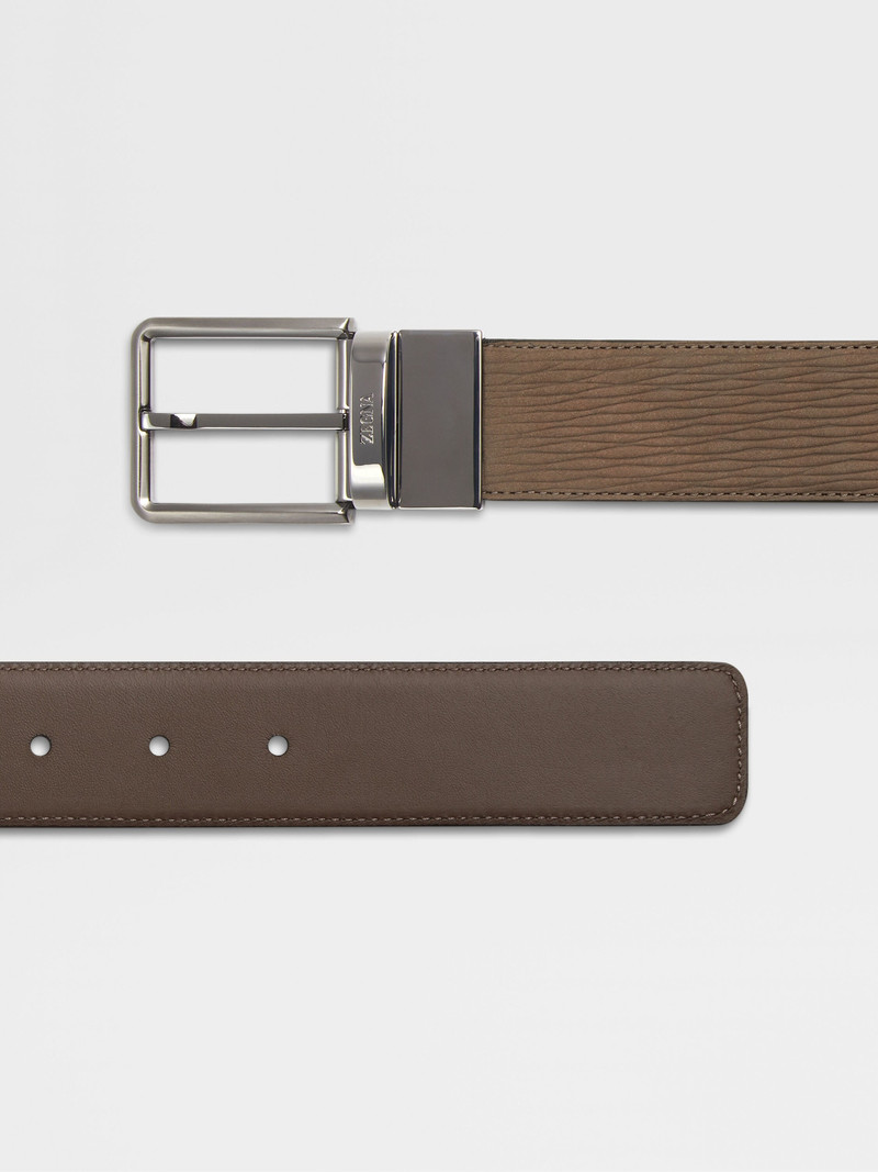 ZEGNA BROWN BOVINE LEATHER BELT outlook