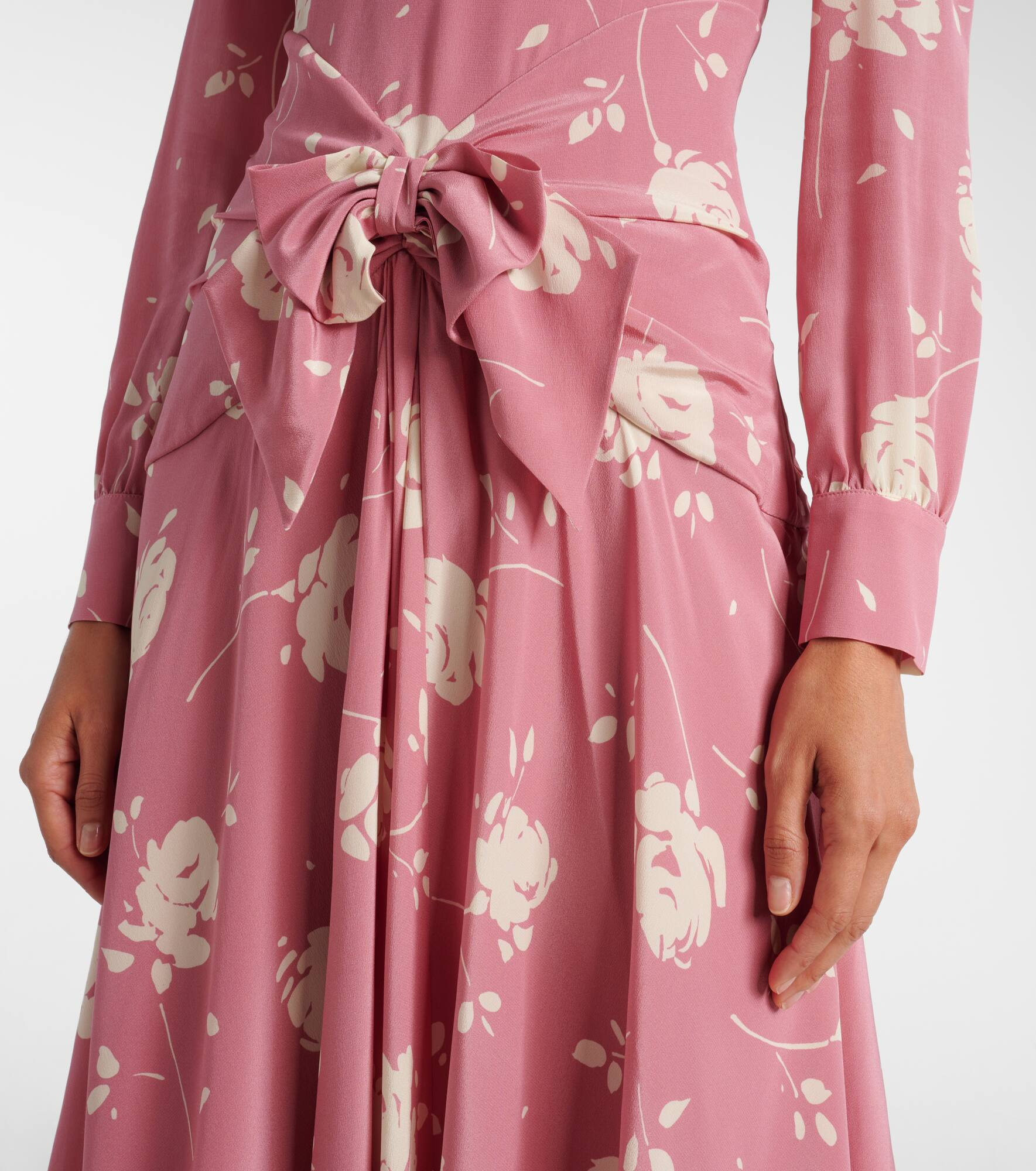 Bow-detail floral silk midi dress - 5