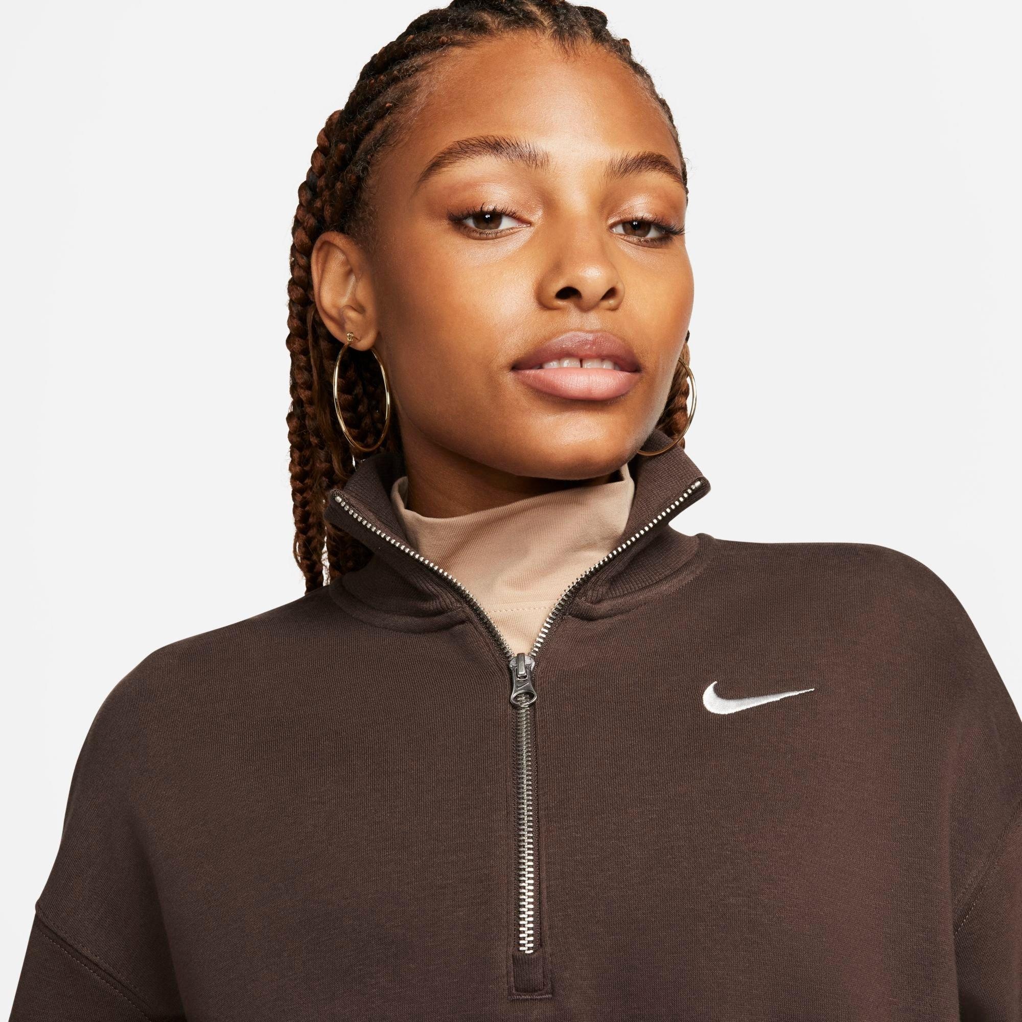 WOMEN'S NIKE SPORTSWEAR PHOENIX FLEECE OVERSIZED HALF-ZIP CROP SWEATSHIRT - 4