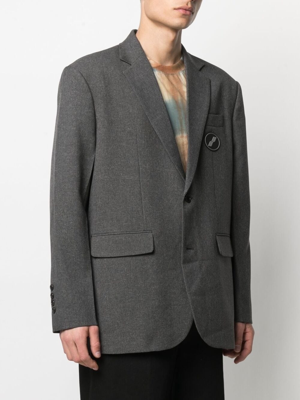 notched-lapels single-breasted blazer - 3