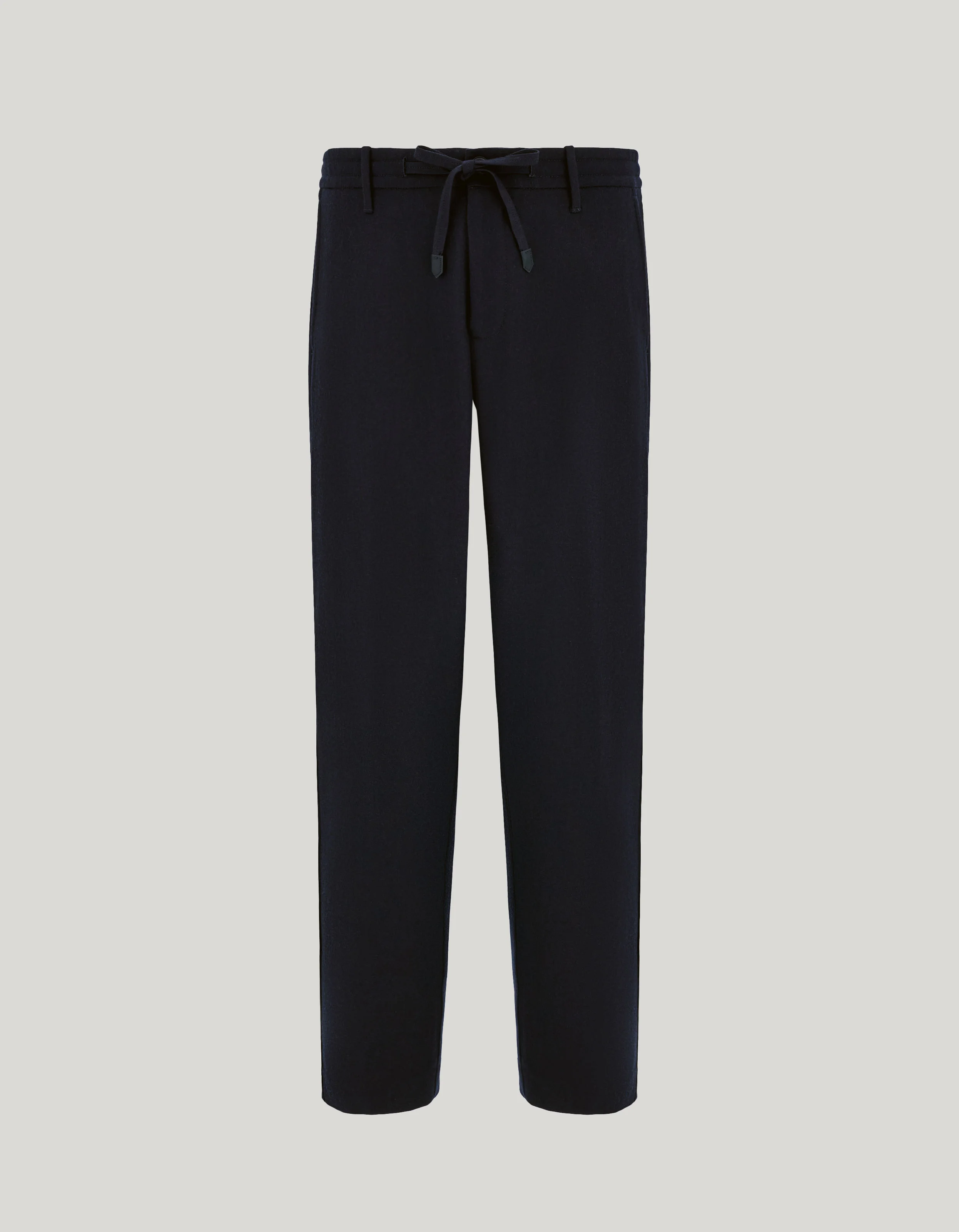 NAVY BLUE CANALI IMPECCABILE WOOL FLANNEL DRAWSTRING PANTS - 1