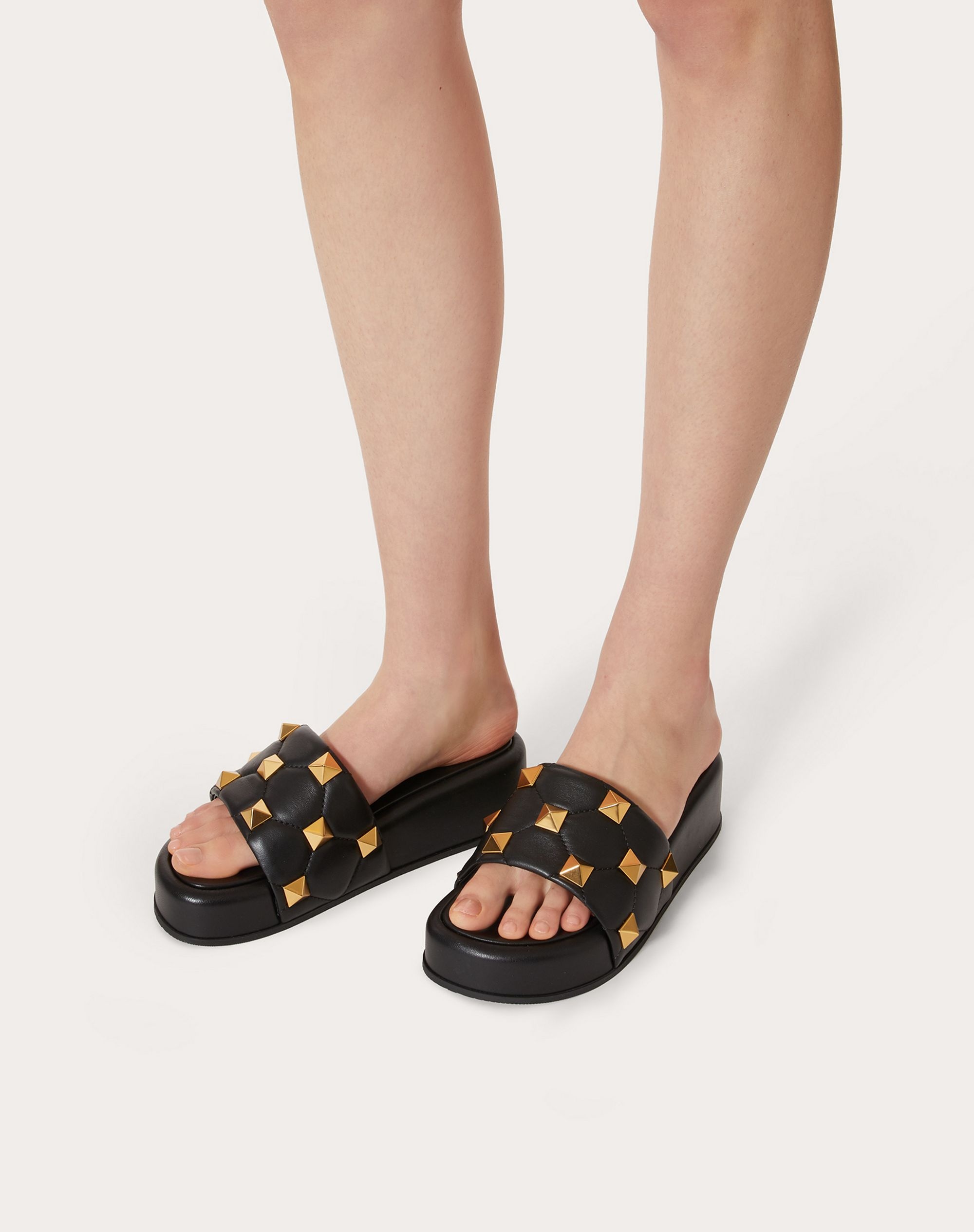 ROMAN STUD FLATFORM SLIDE SANDAL IN QUILTED NAPPA - 6