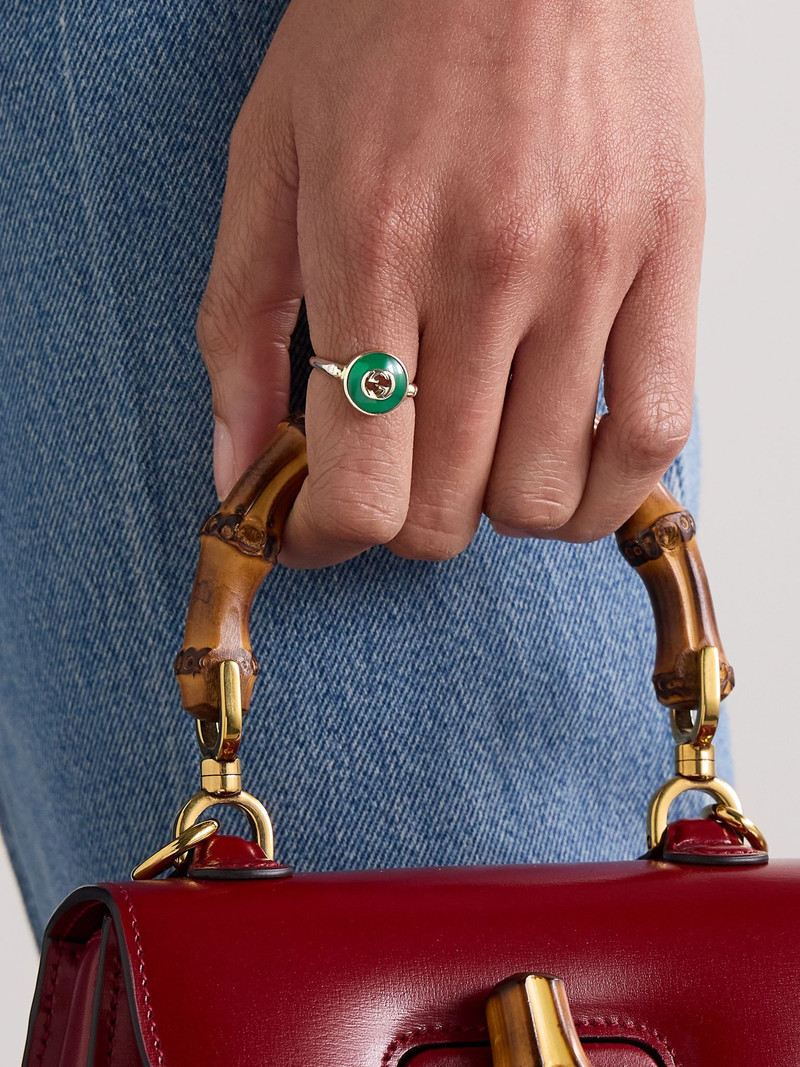GUCCI 18-karat rose gold, agate and diamond ring Green outlook
