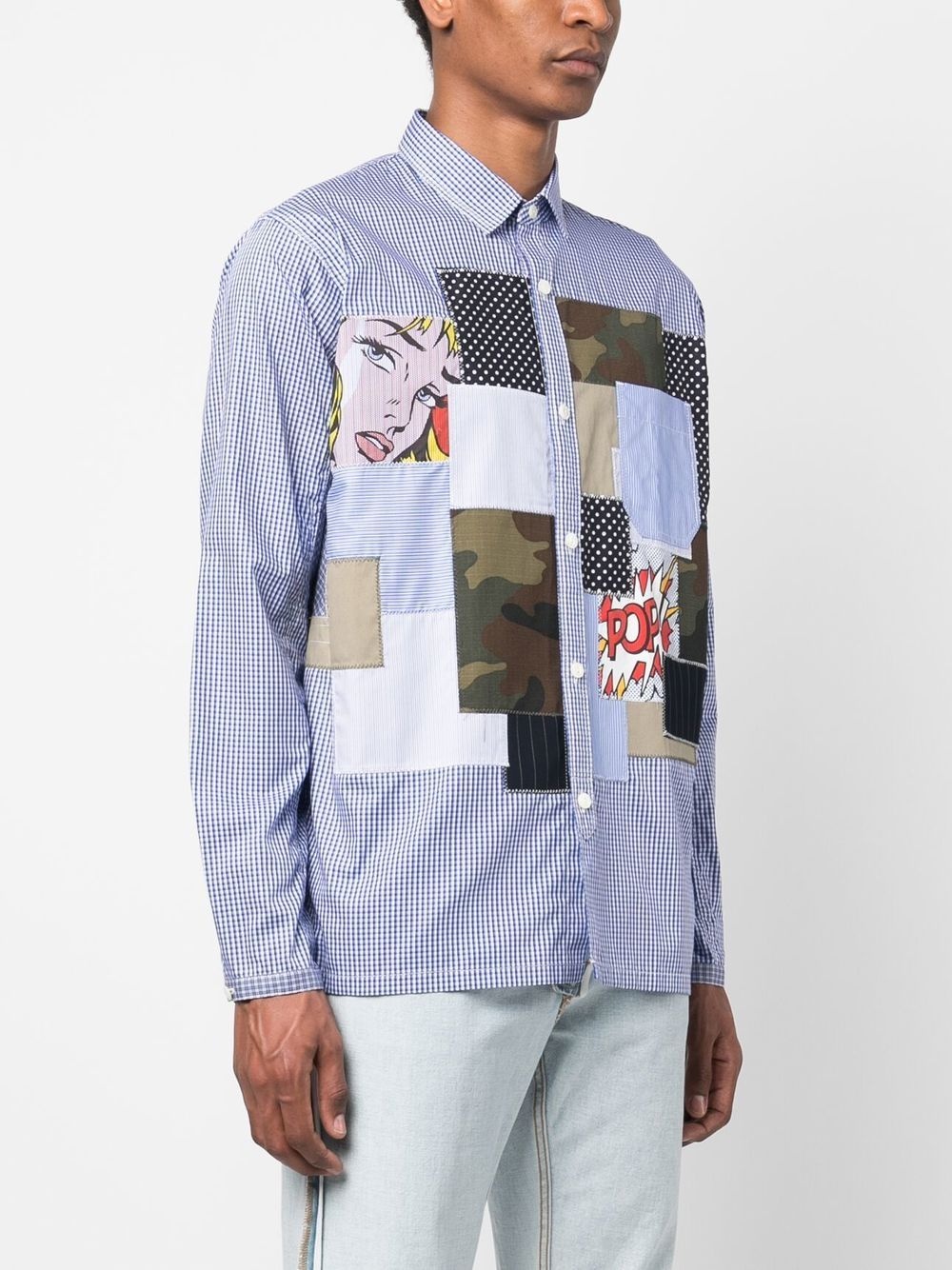 graphic-patch checked shirt - 5
