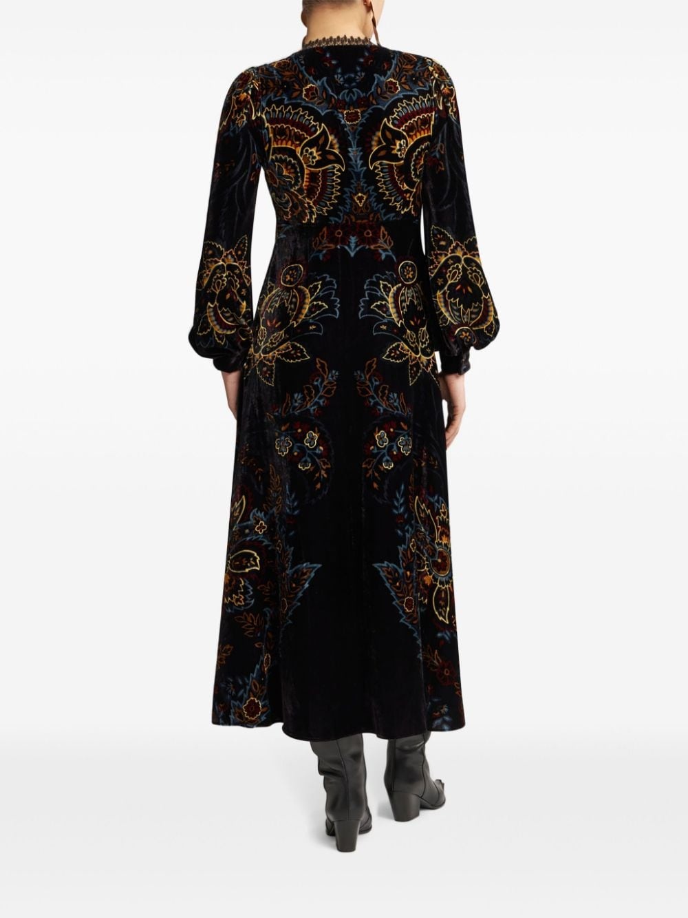 floral print velvet dress - 3