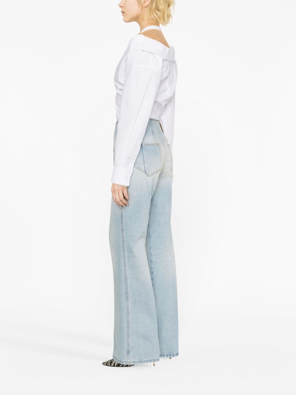 distressed flared jeans - 4