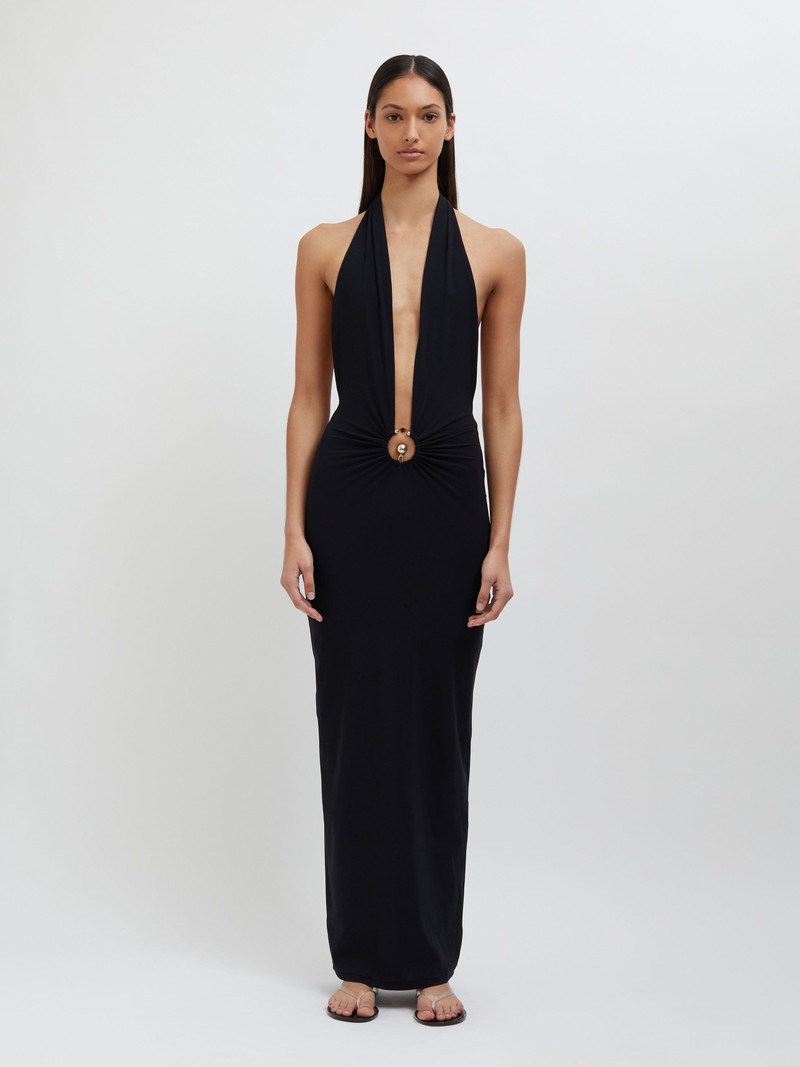 Pierced Orbit Halter Split Front Dress 1