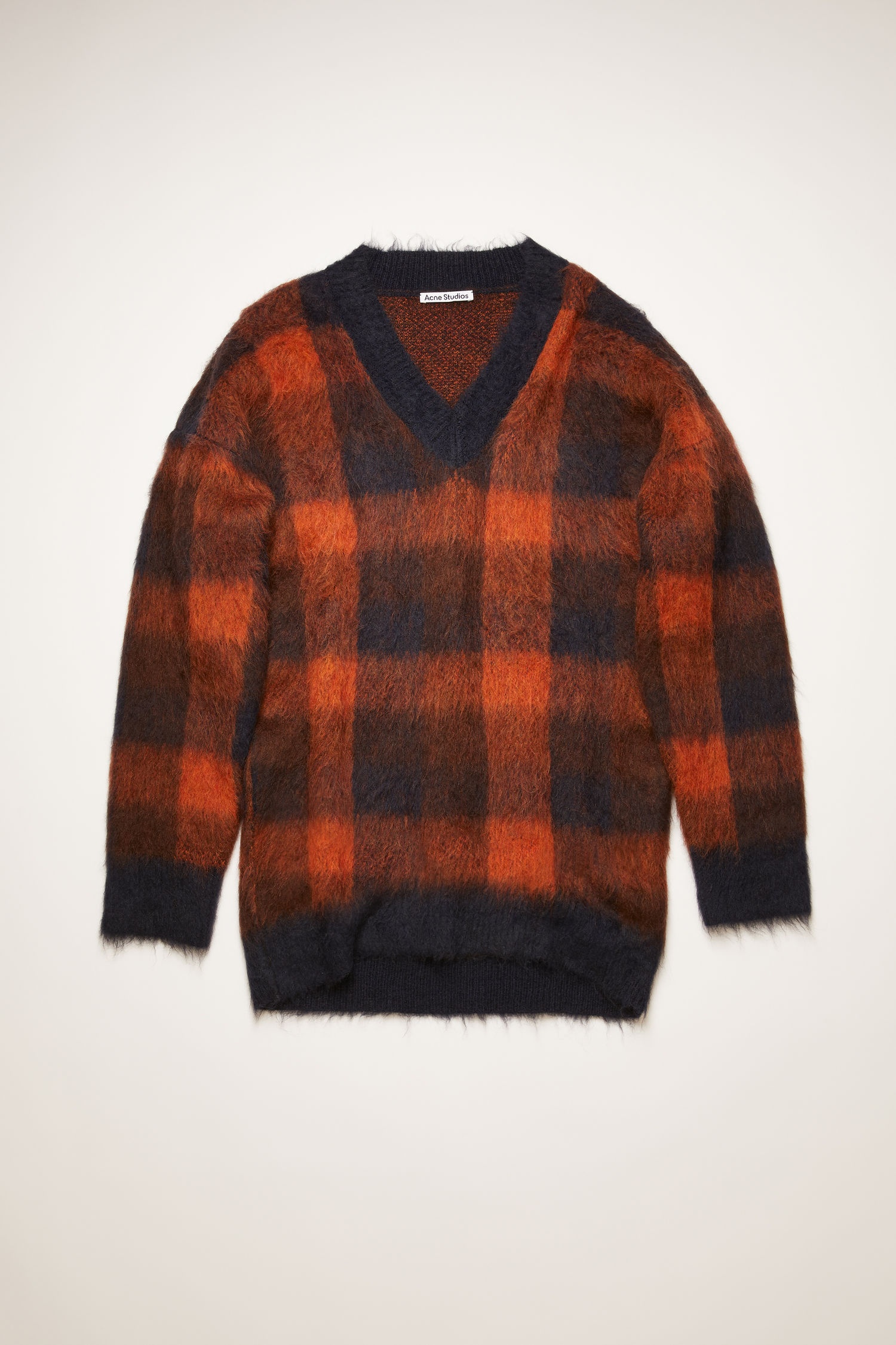 Checked alpaca-blend sweater navy/orange - 1