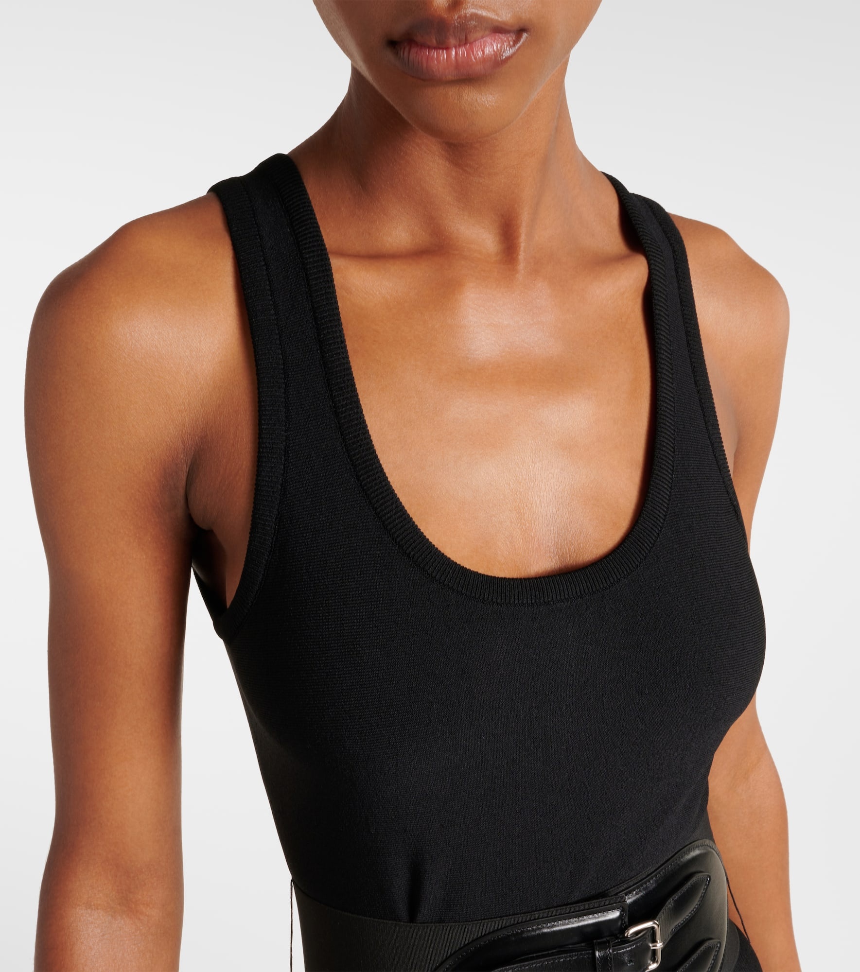 Leather-trimmed midi dress - 4