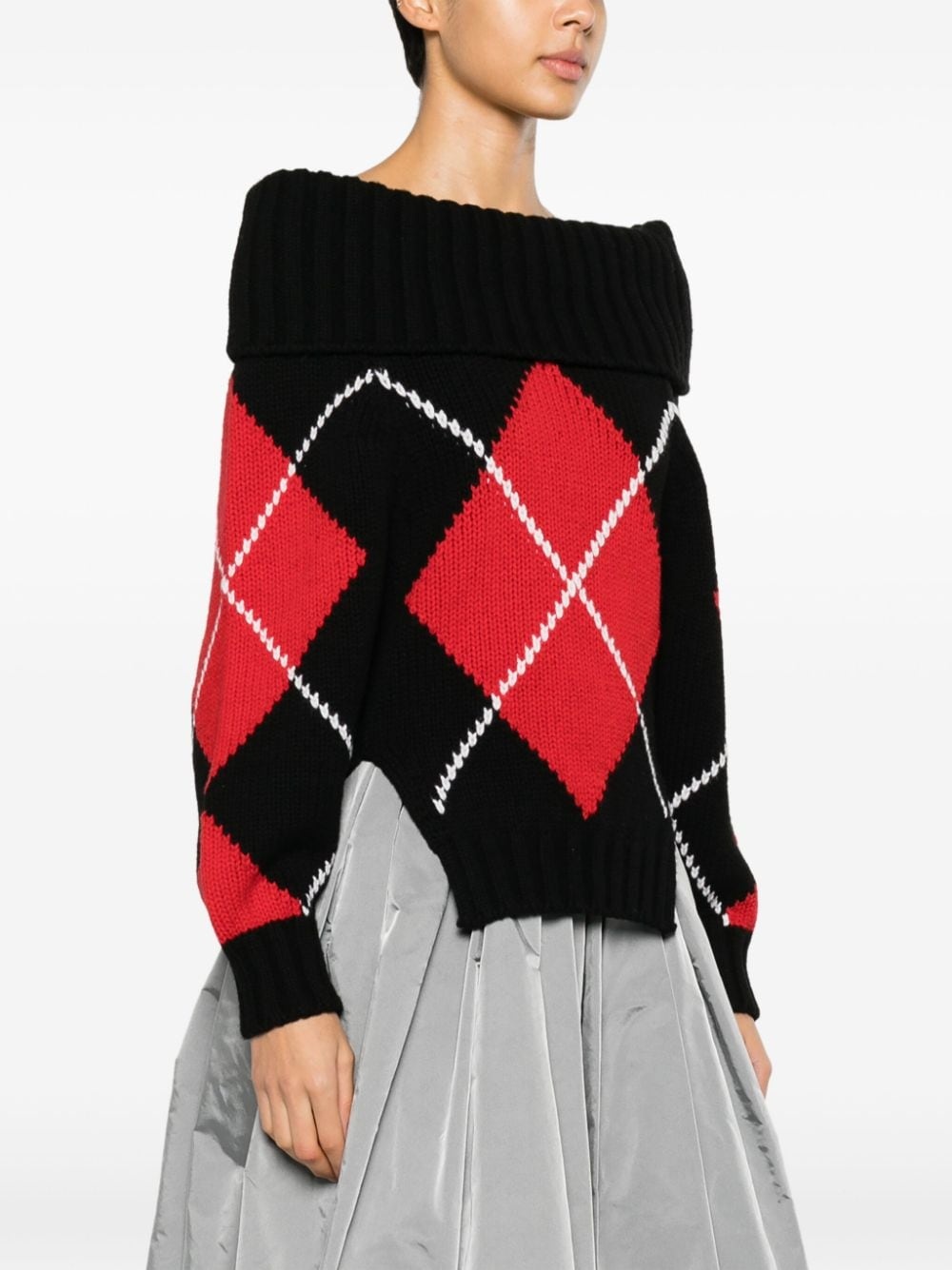 argyle-patterned wool jumper - 3