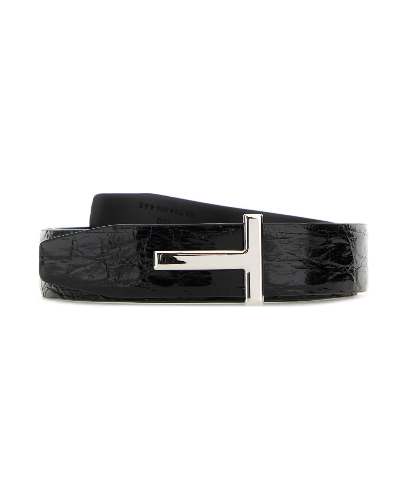 Black Leather T Belt - 1