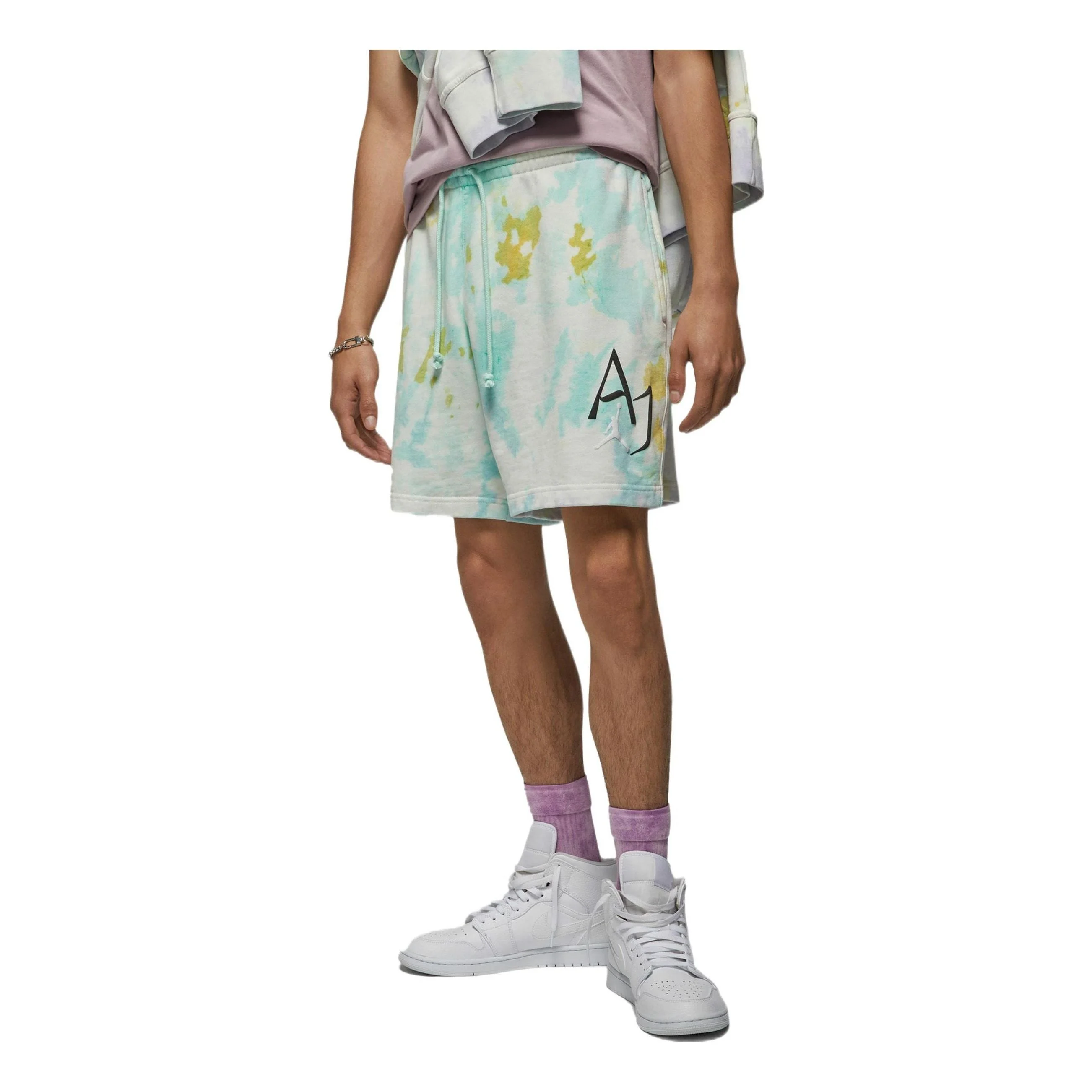 Men's Air Jordan Tie Dye Logo Knit Shorts Green DM1871-530 - 1