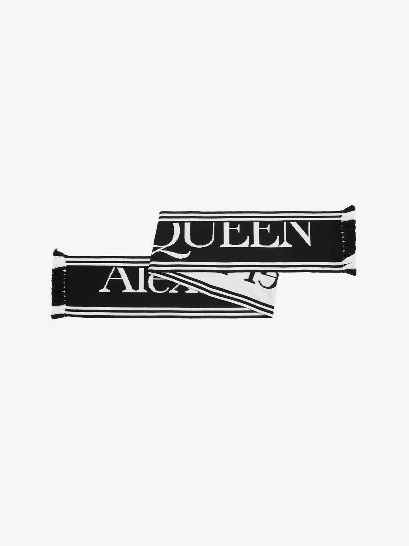 Women's McQueen Knit Scarf in Black/ivory - 3